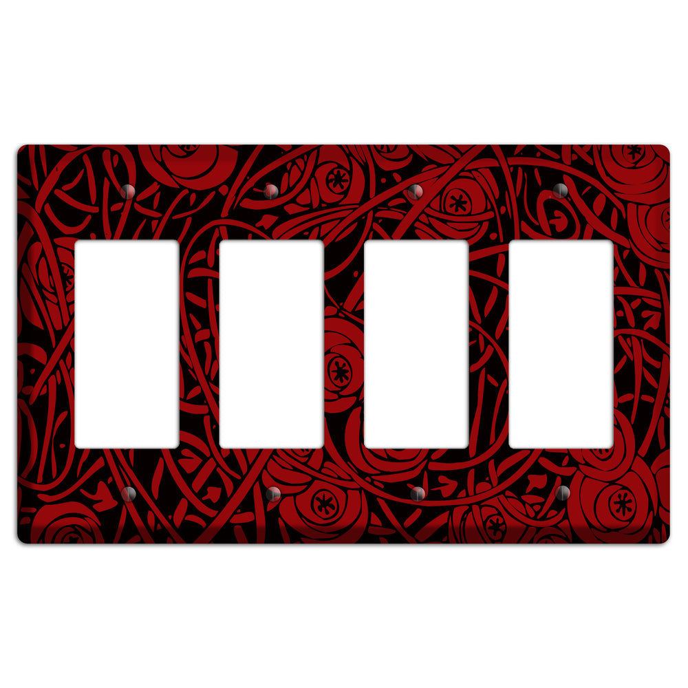 Red Deco Floral 4 Rocker Wallplate