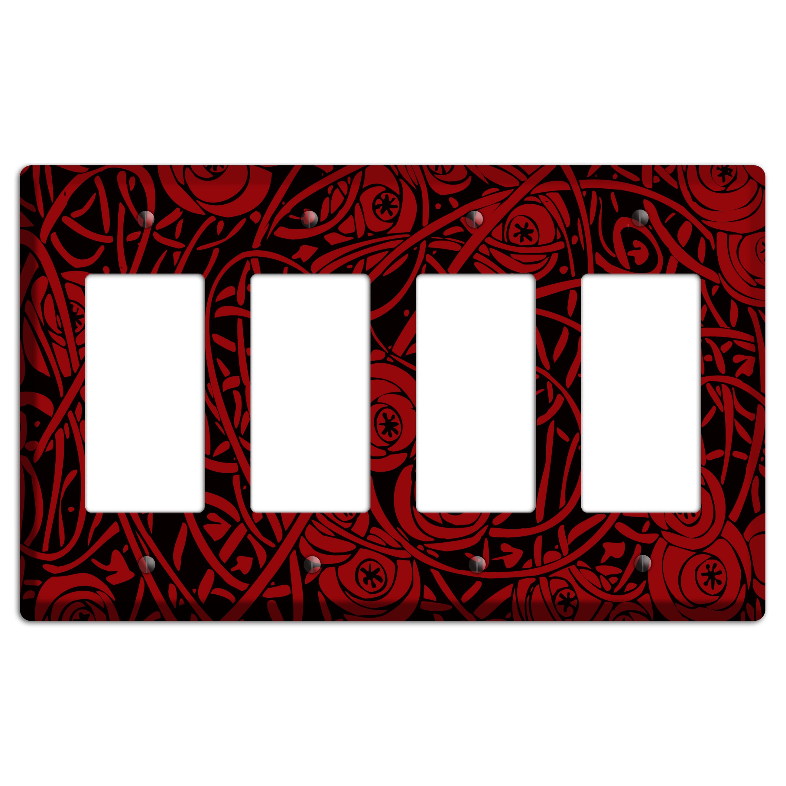 Red Deco Floral 4 Rocker Wallplate
