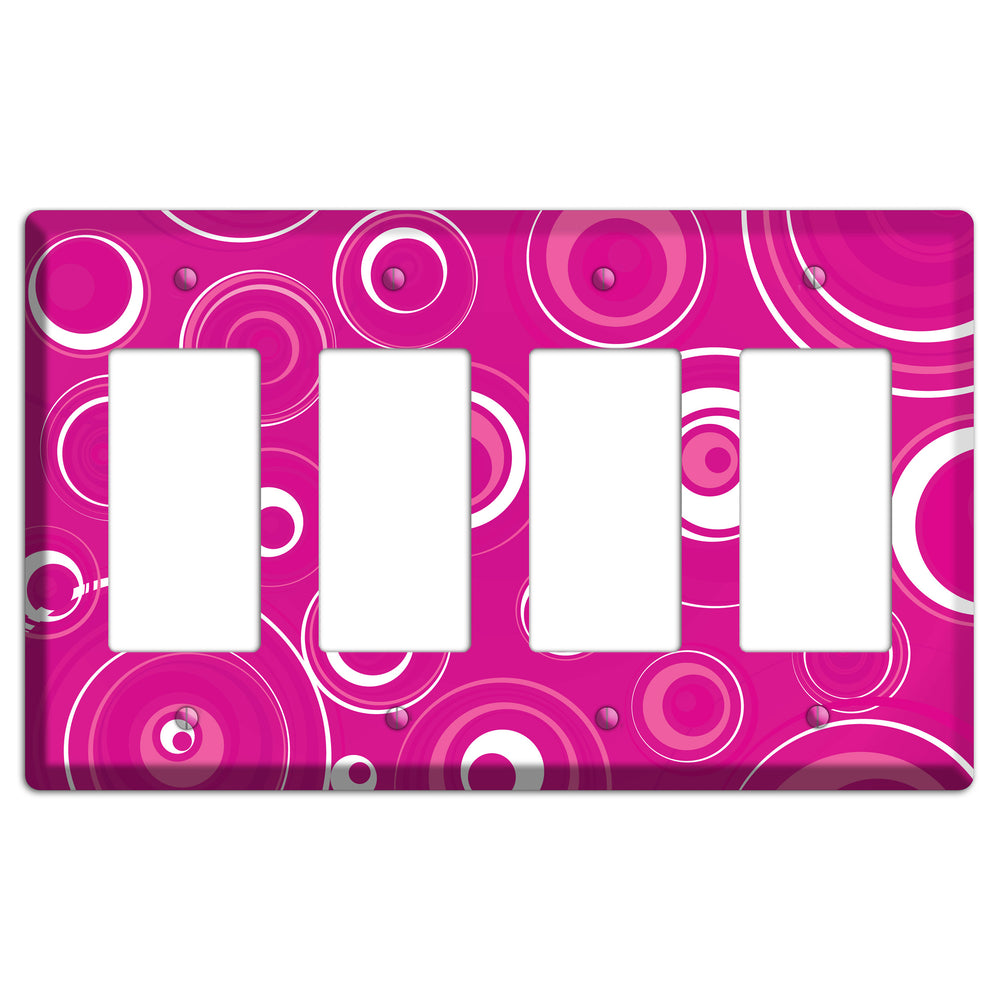 Dark Pink Circles 4 Rocker Wallplate