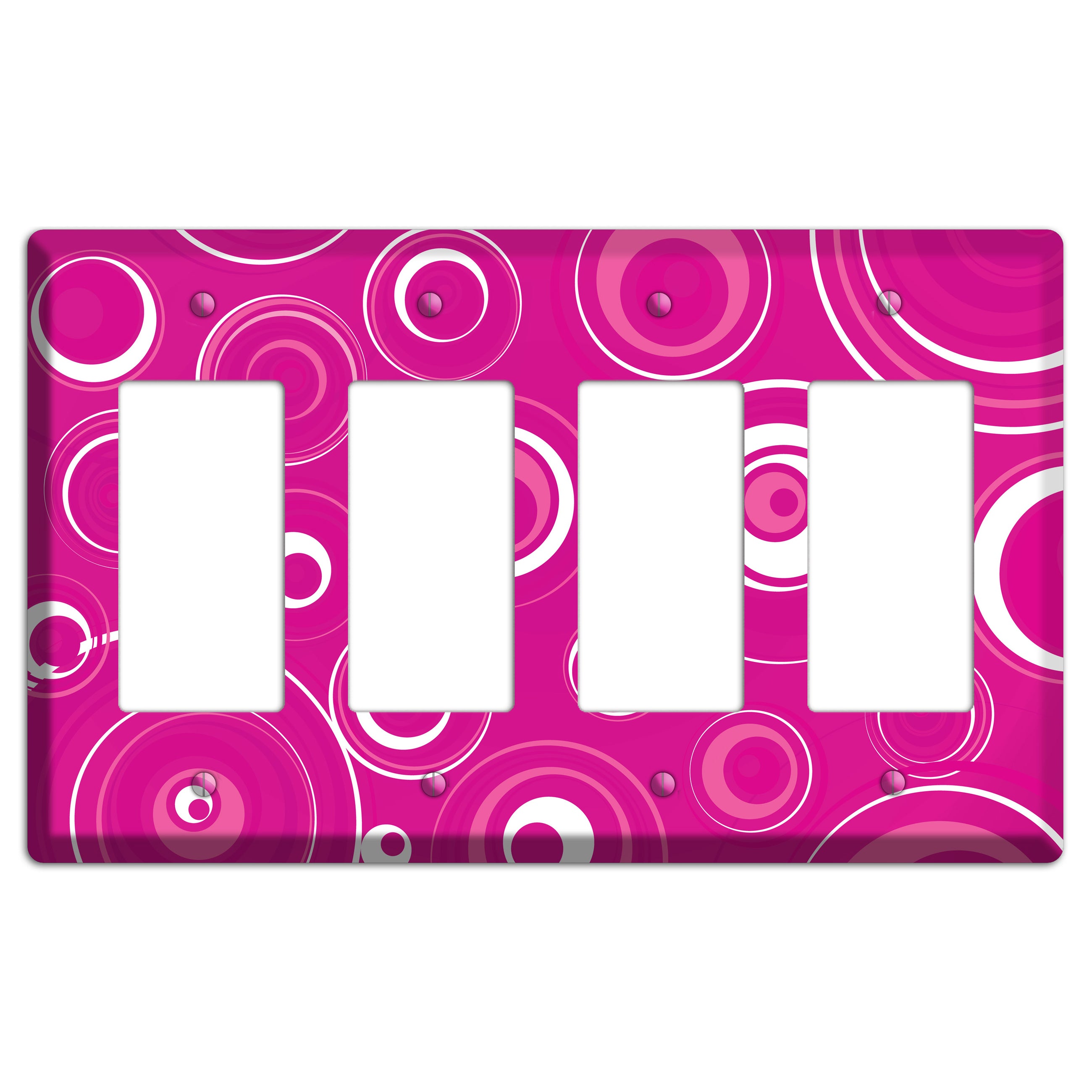Dark Pink Circles 4 Rocker Wallplate