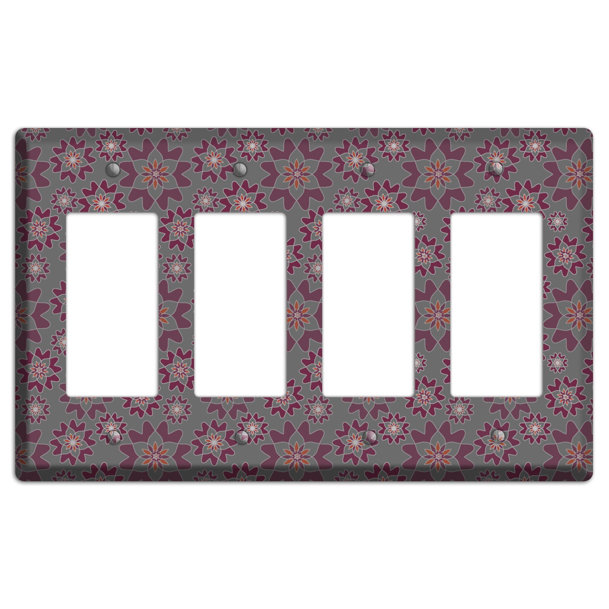 Grey with Burgundy Retro Suzani 4 Rocker Wallplate