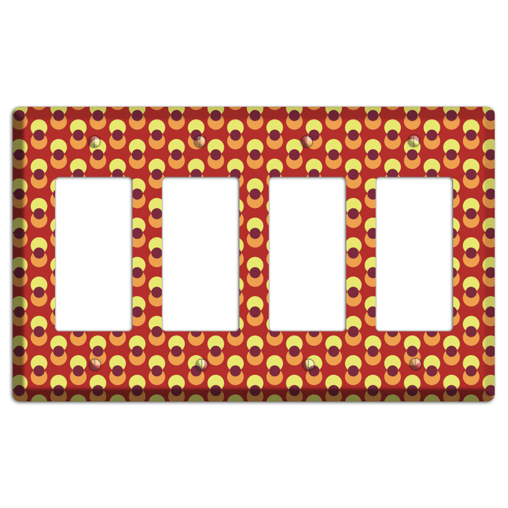 Red Yellow Coral Overlain Dots 4 Rocker Wallplate