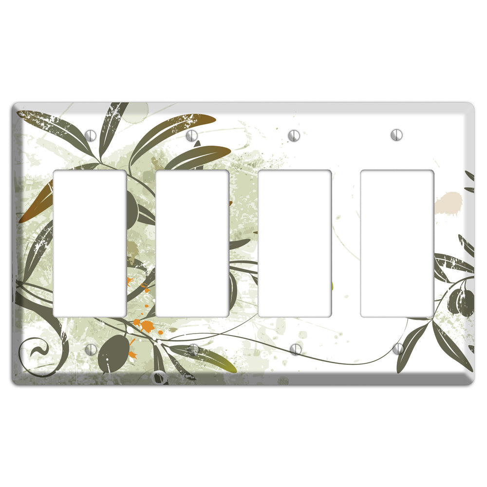 Green Olive Foliage 4 Rocker Wallplate