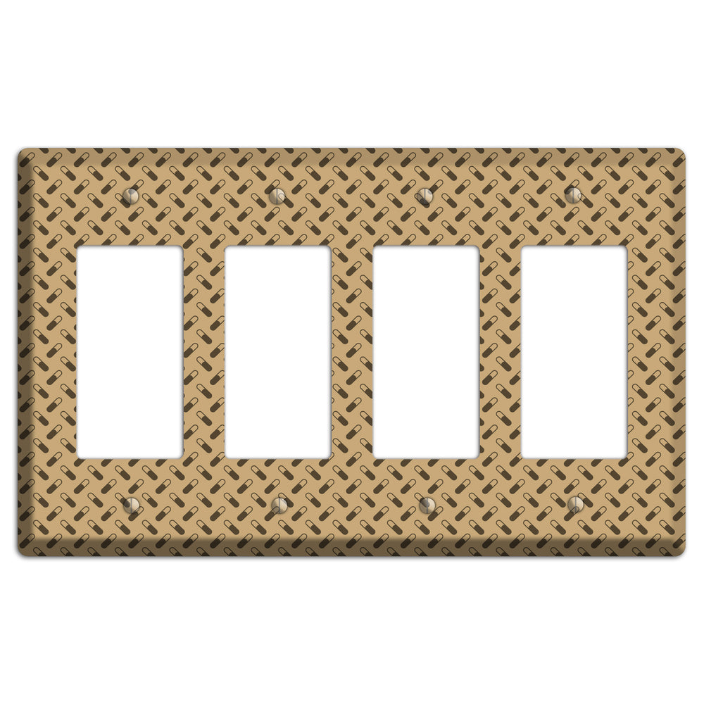 Beige with Brown Motif 4 Rocker Wallplate