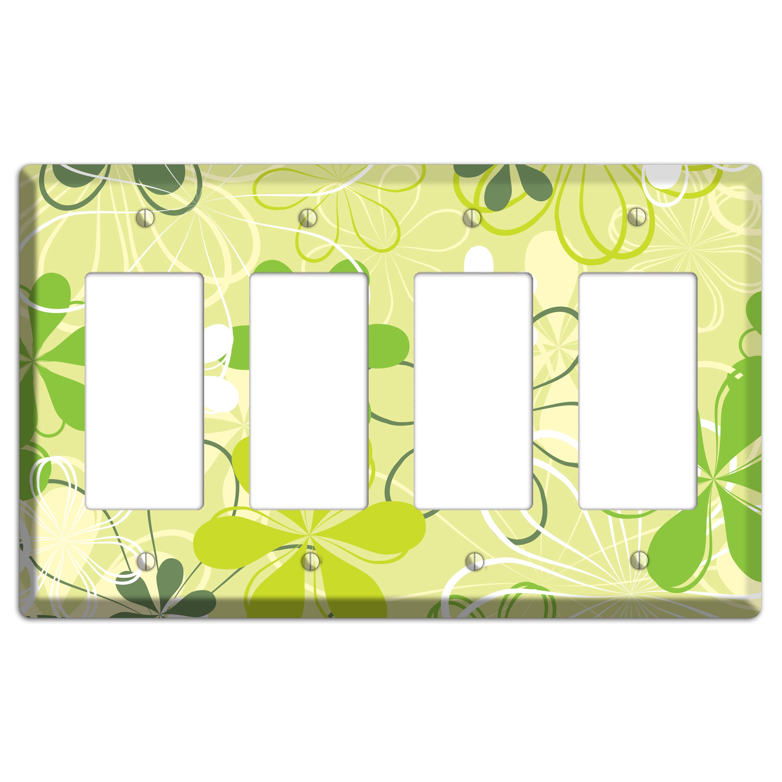 Green Retro Flowers 4 Rocker Wallplate