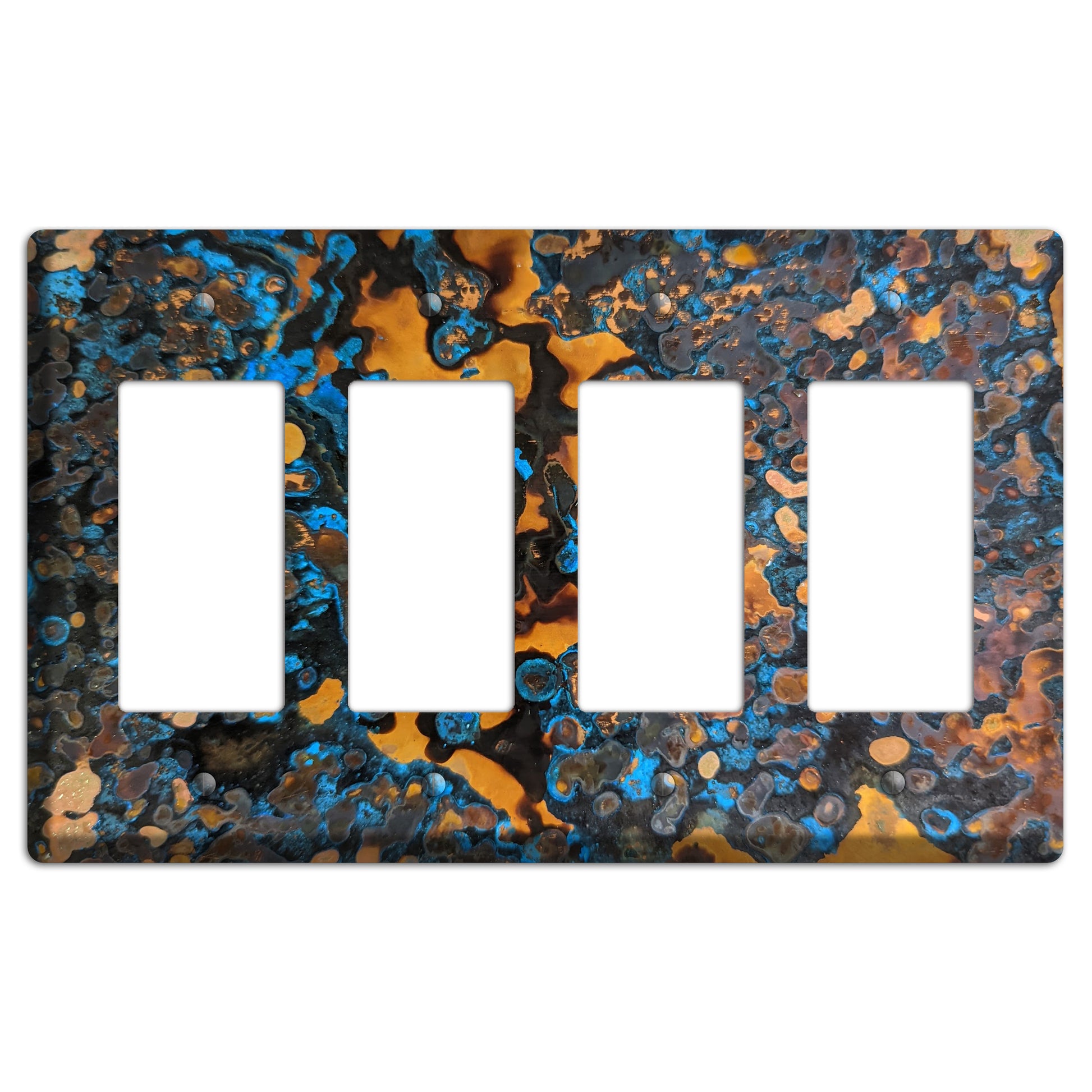 Solid Copper Turquoise Four Rocker Cover Plate