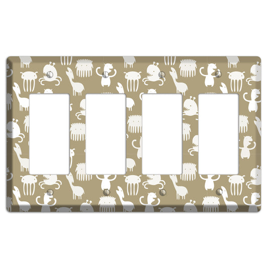 Sily Monsters Brown and White 4 Rocker Wallplate