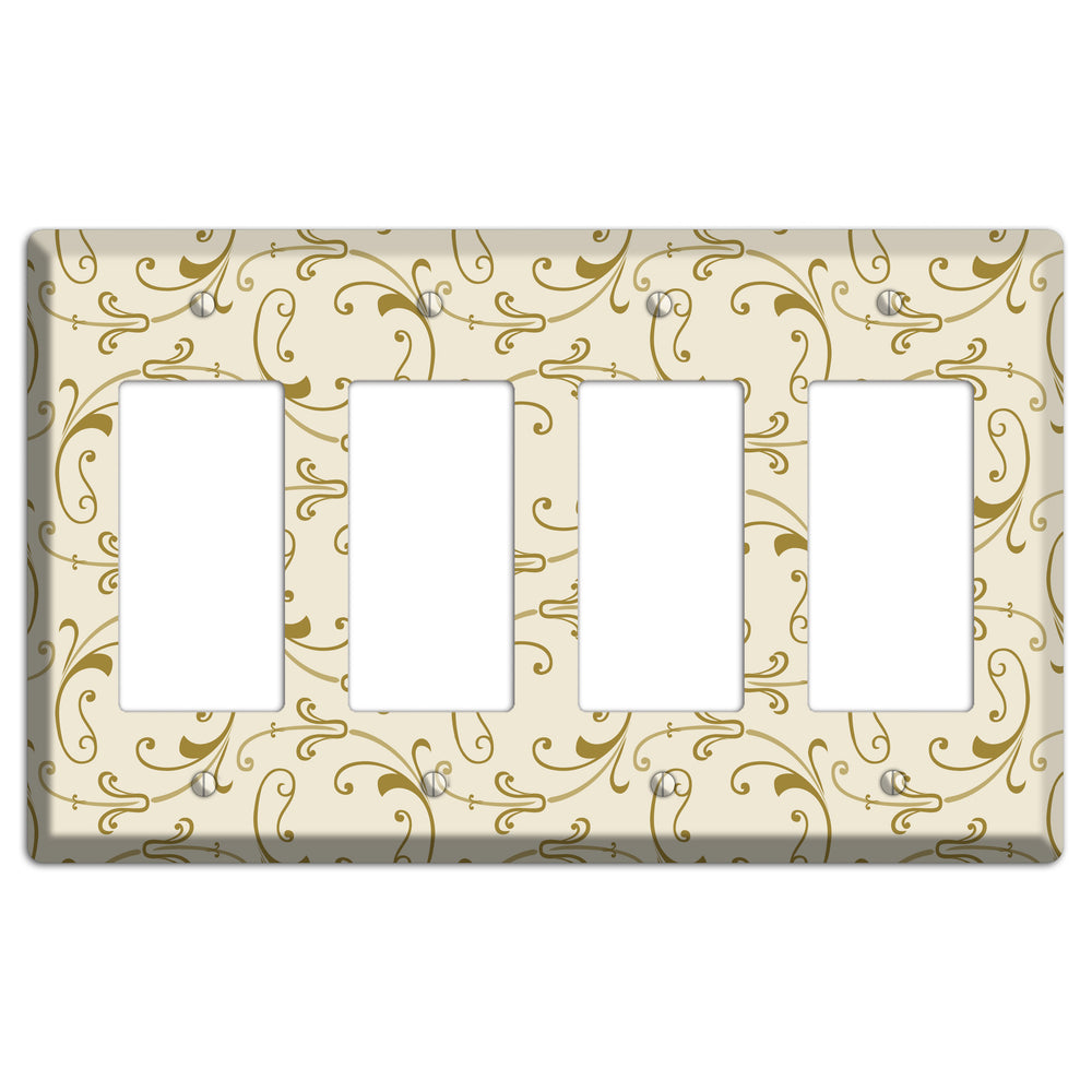 Off White with Gold Victorian Sprig 4 Rocker Wallplate