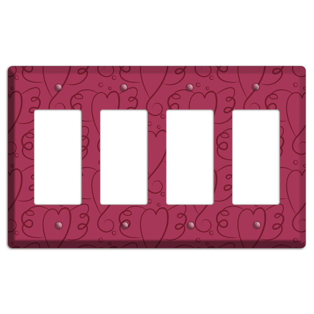 Fuschia Winged Hearts 4 Rocker Wallplate