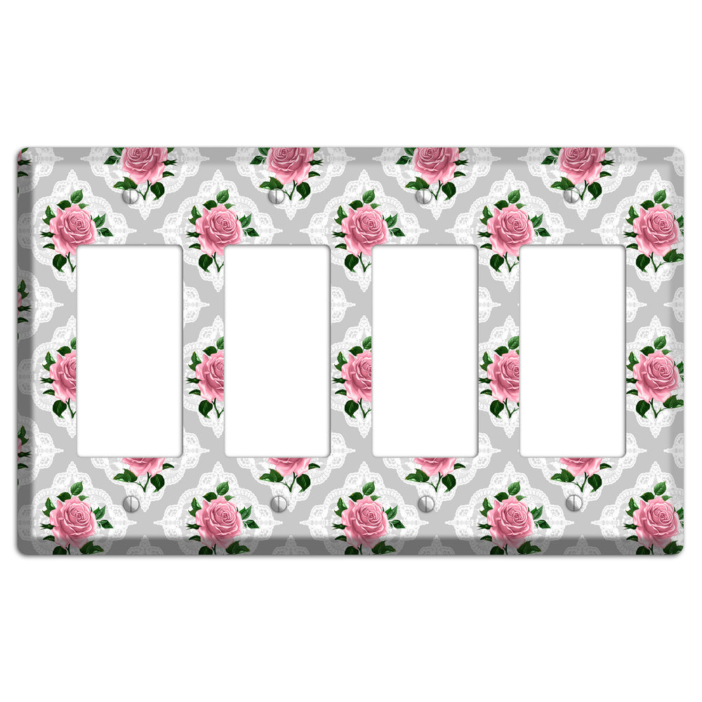 Gray Rose Doily 4 Rocker Wallplate
