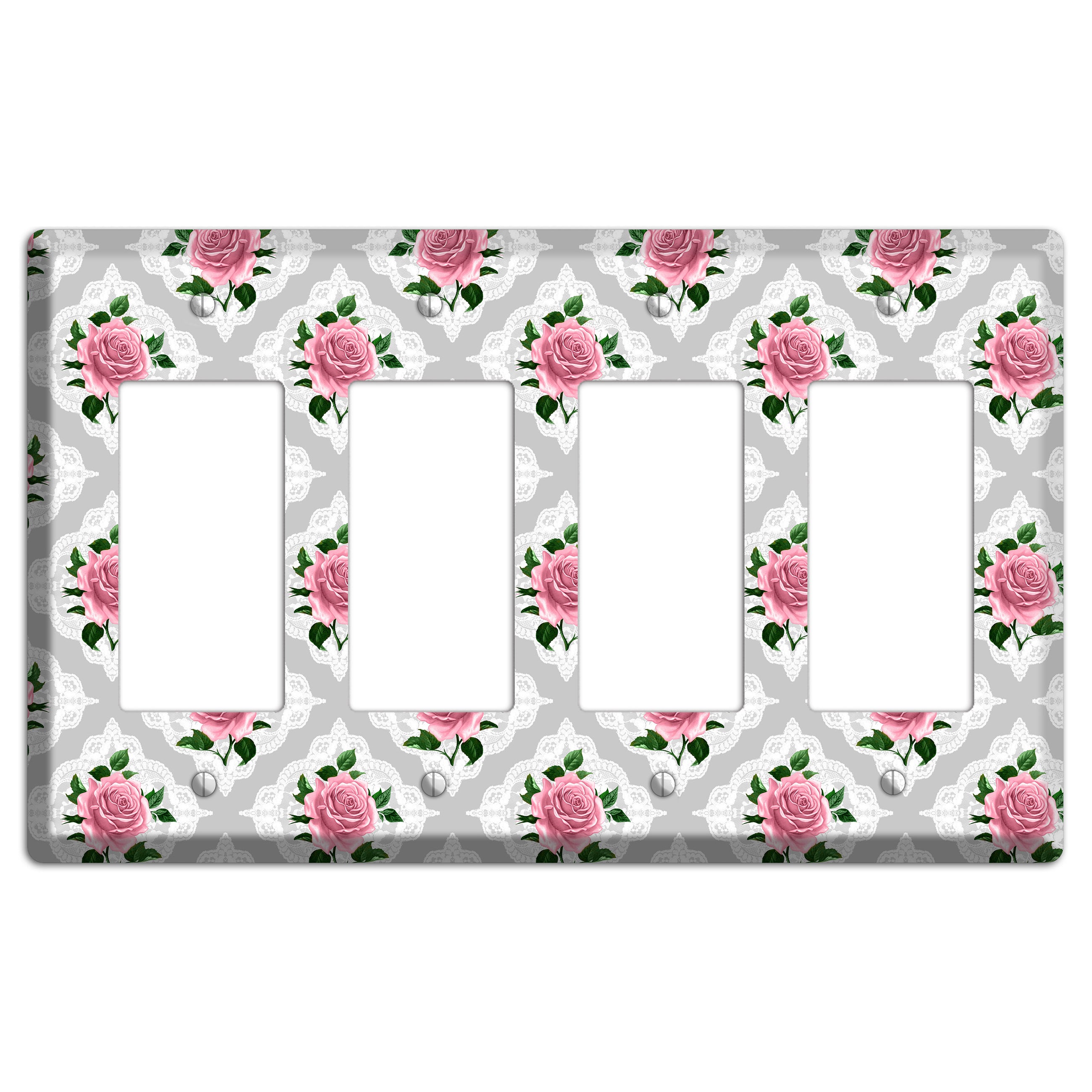 Gray Rose Doily 4 Rocker Wallplate