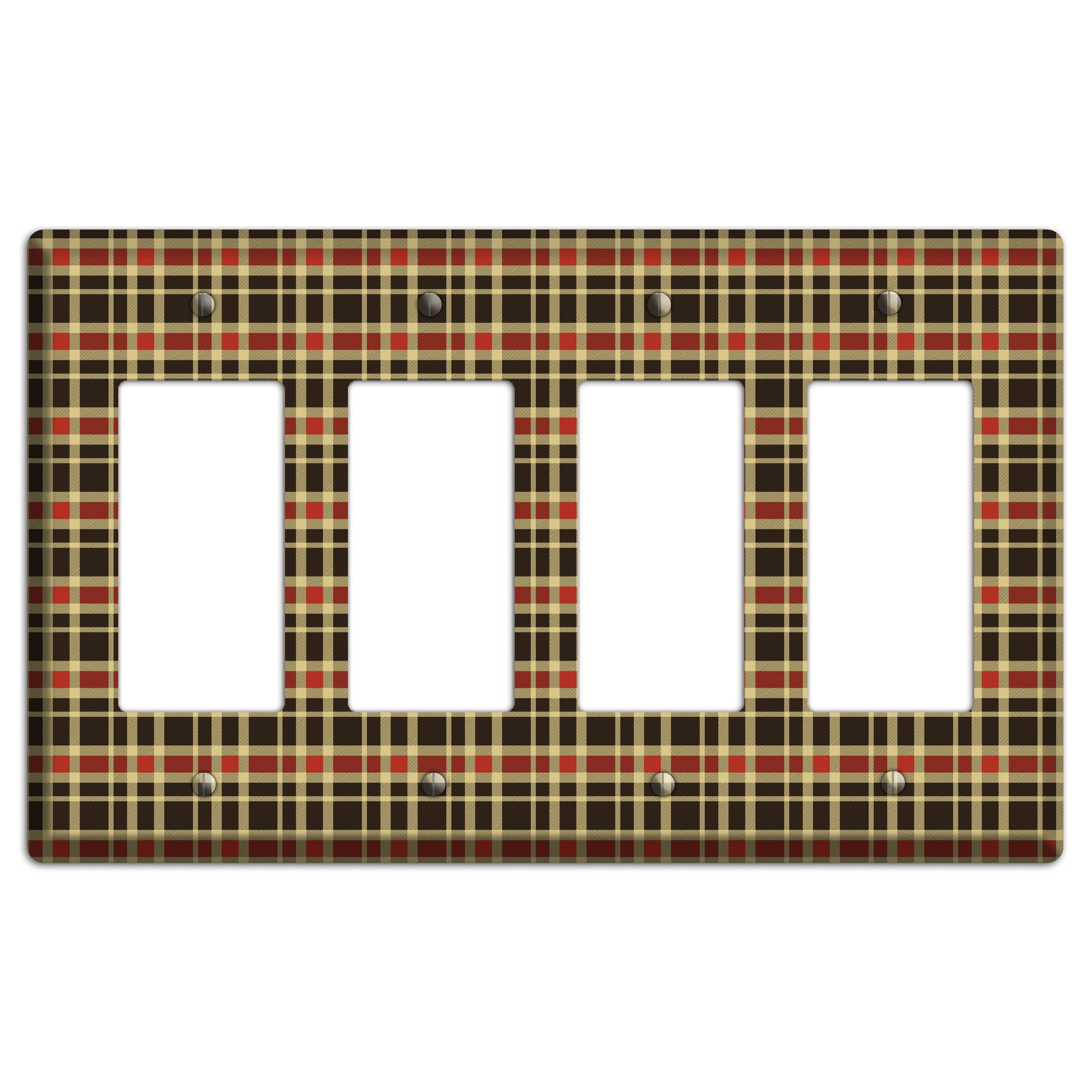 Maroon and Black Plaid 4 Rocker Wallplate