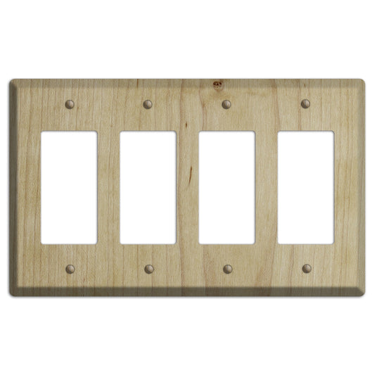 Unfinished Maple Wood Four rocker Switchplate