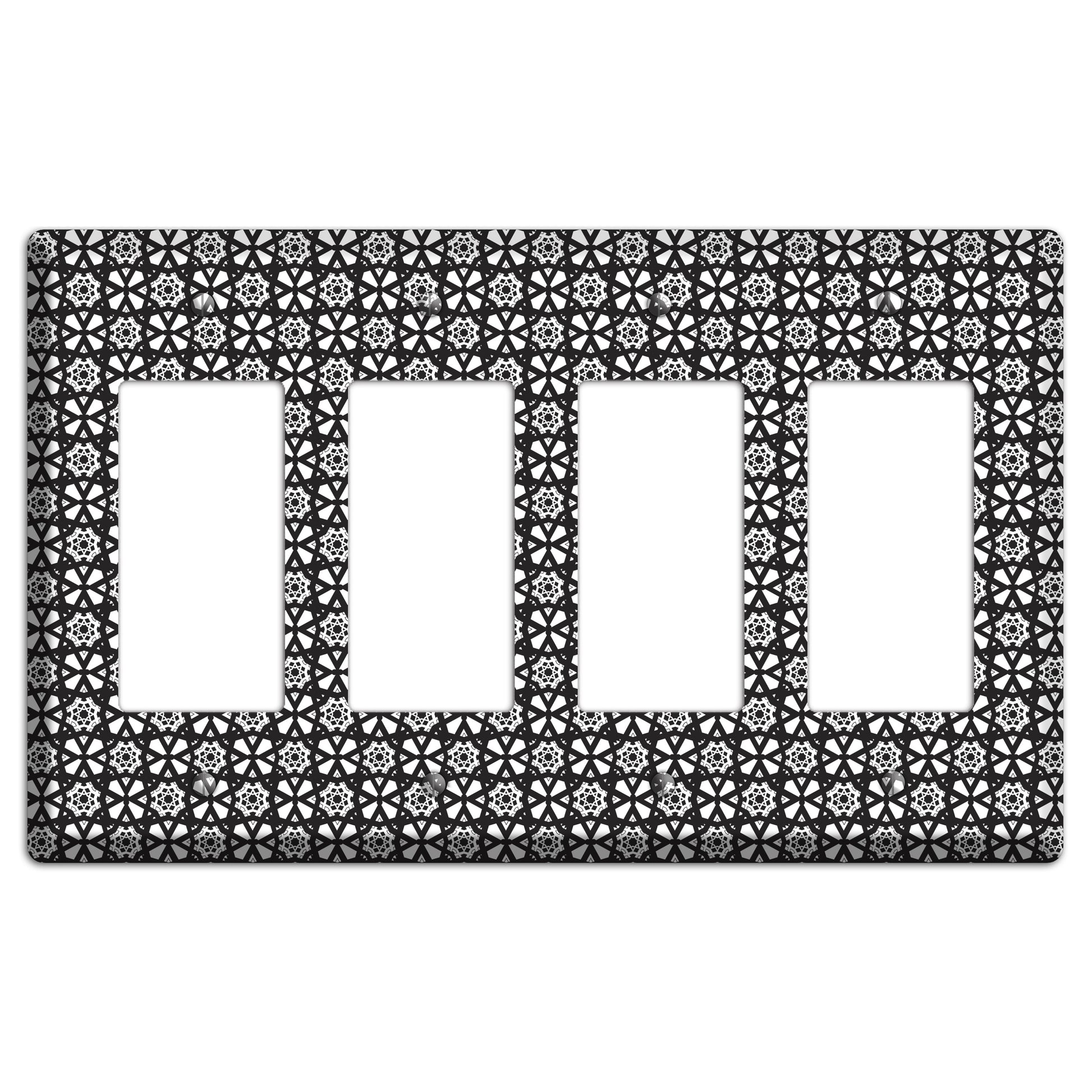 White with Black Arabesque 4 Rocker Wallplate
