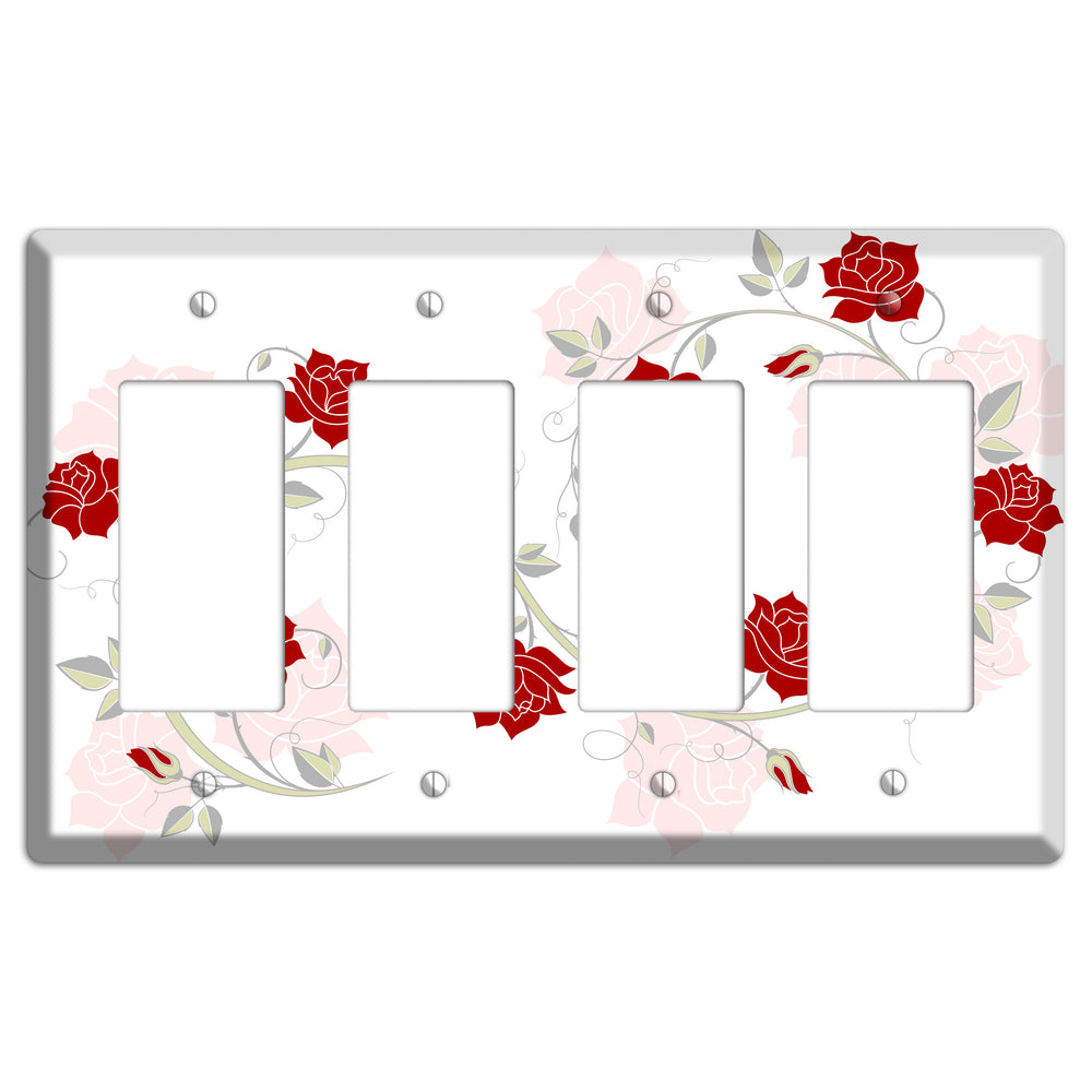 Red Rose 4 Rocker Wallplate