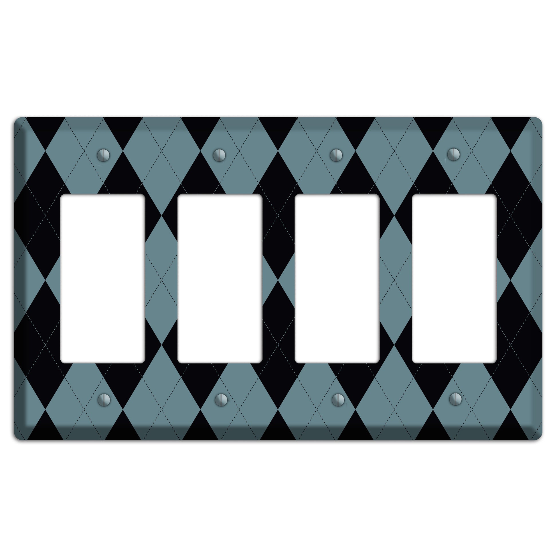 Blue and Black Argyle 4 Rocker Wallplate
