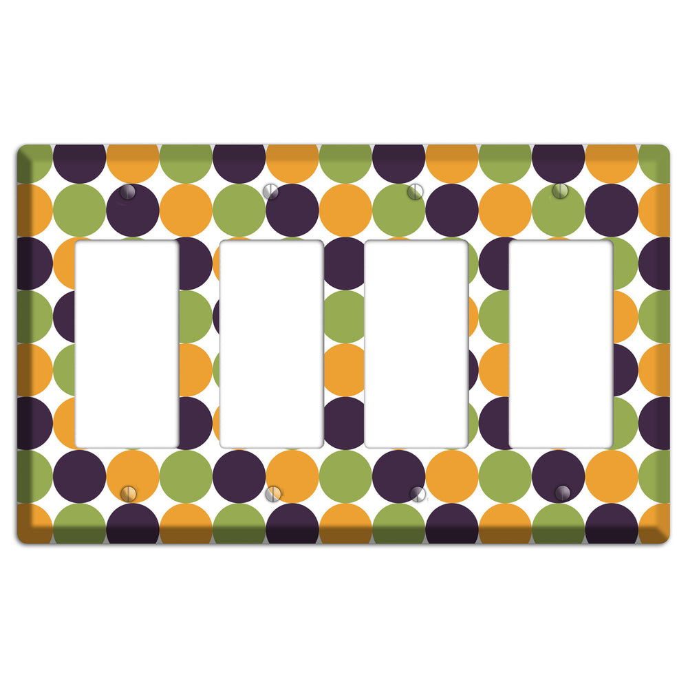 Olive Eggplant Orange Tiled Dots 4 Rocker Wallplate