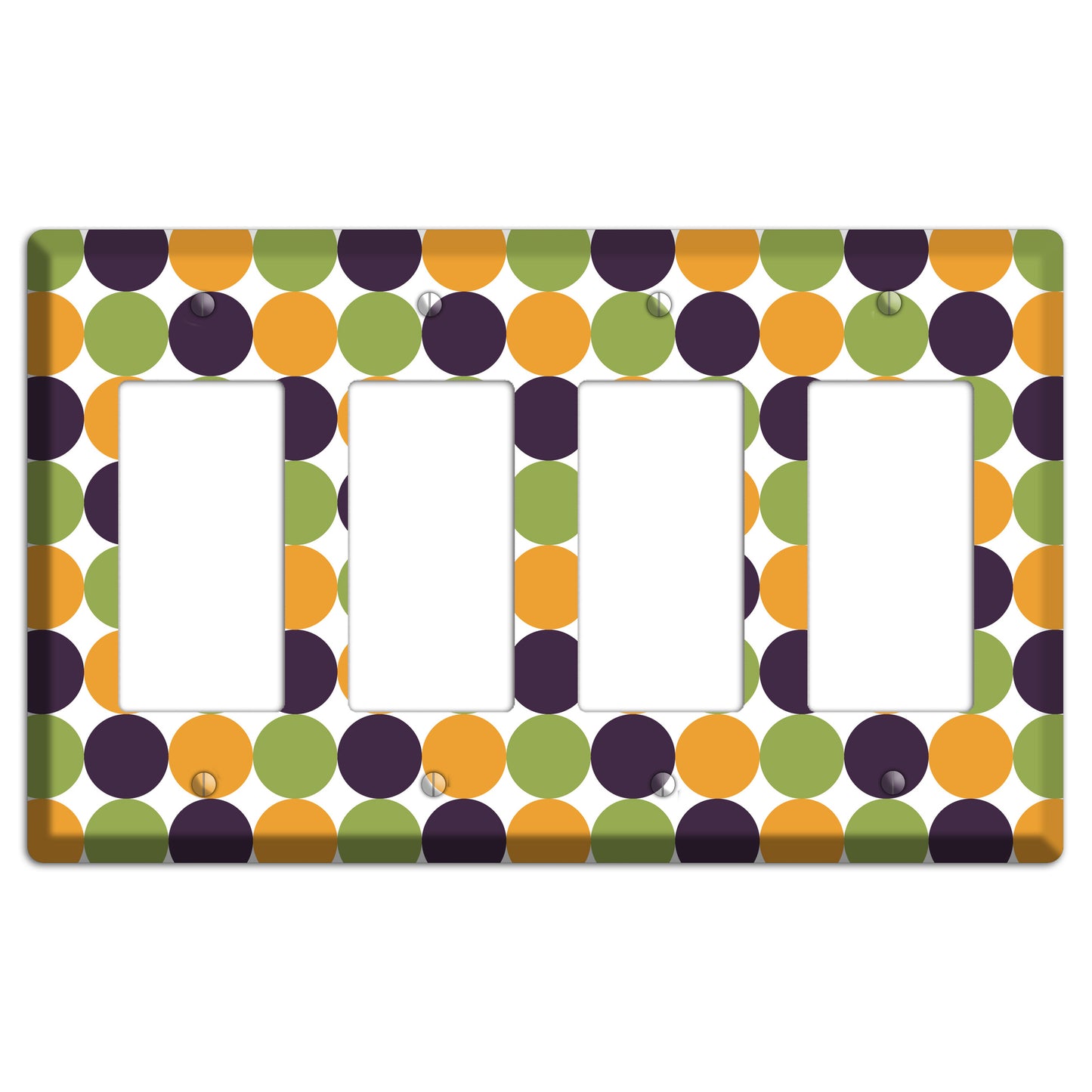 Olive Eggplant Orange Tiled Dots 4 Rocker Wallplate
