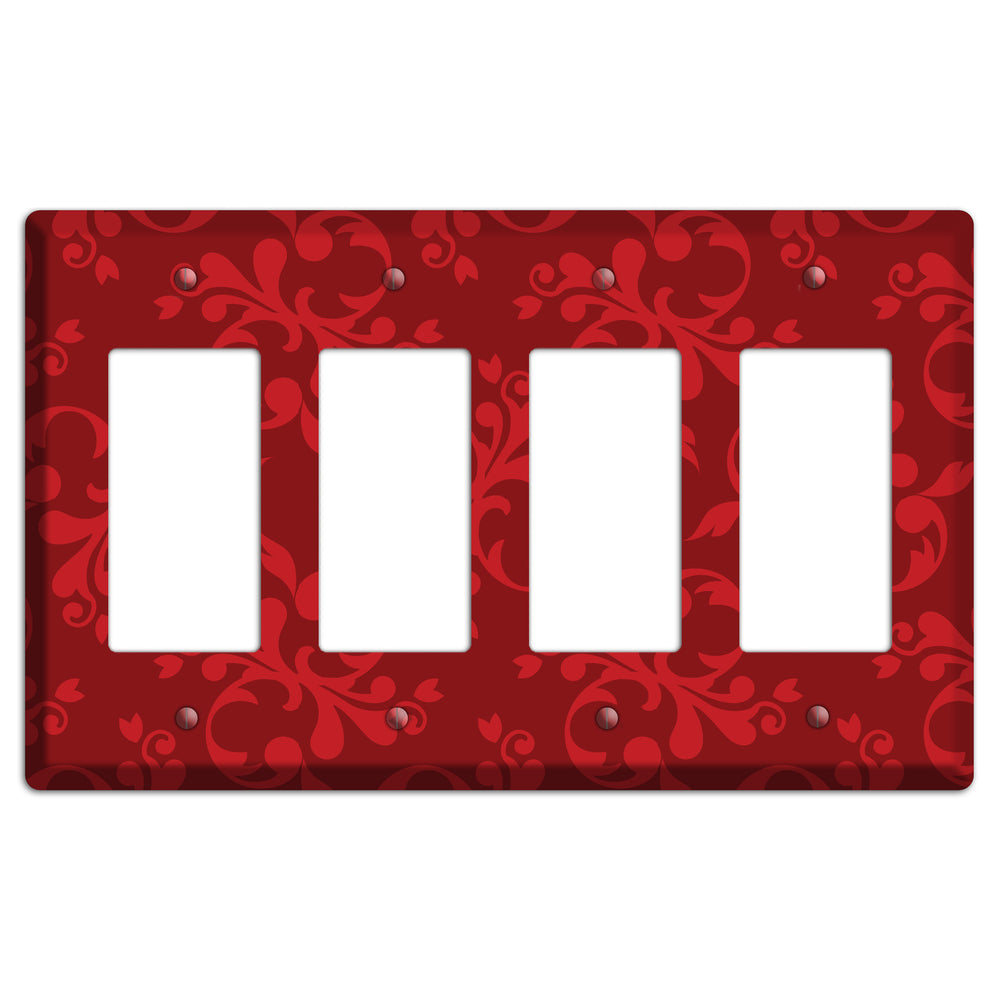 Red Victorian Toile 4 Rocker Wallplate