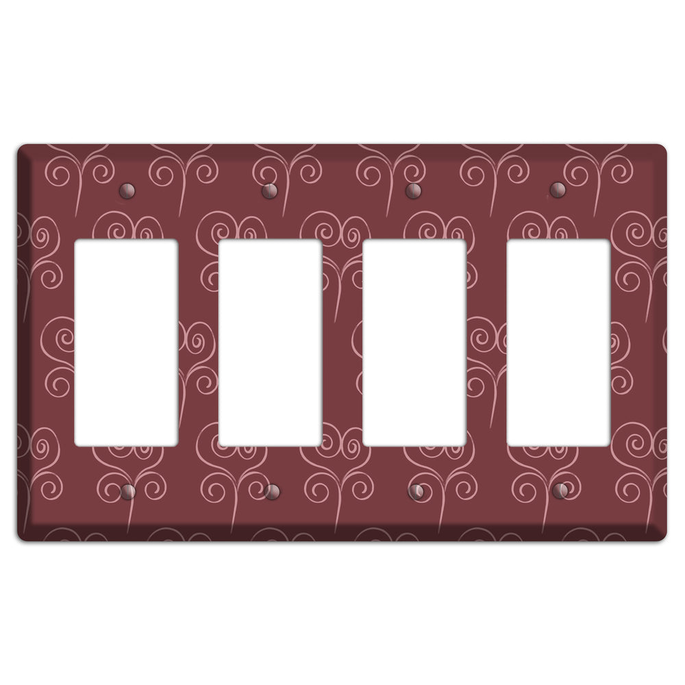 Maroon Scroll Heart 4 Rocker Wallplate