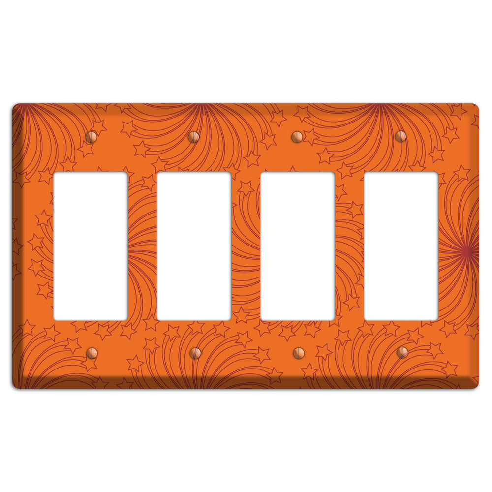 Multi Orange Star Swirl 4 Rocker Wallplate