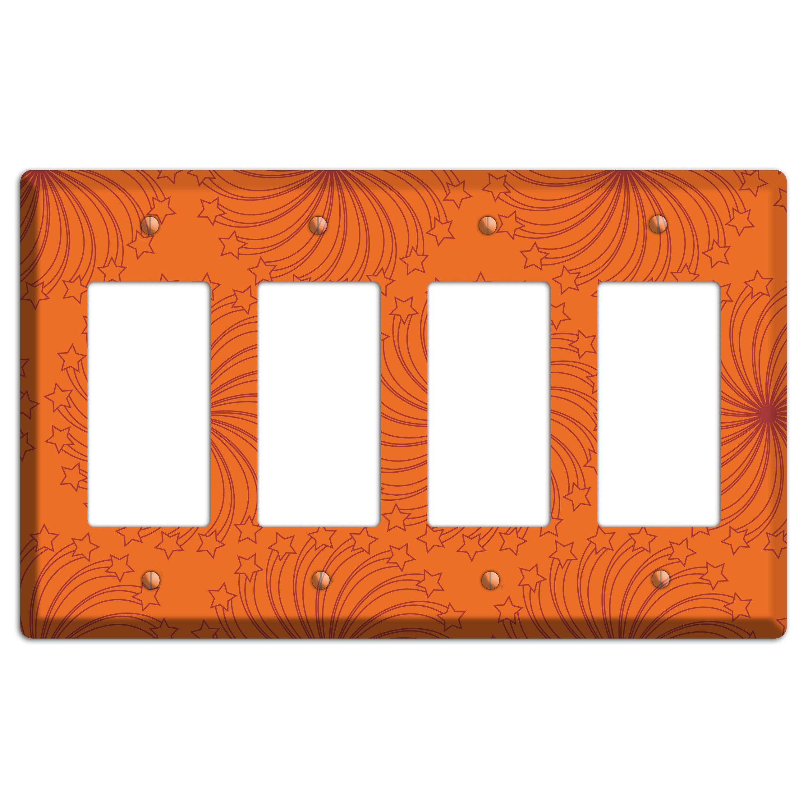 Multi Orange Star Swirl 4 Rocker Wallplate