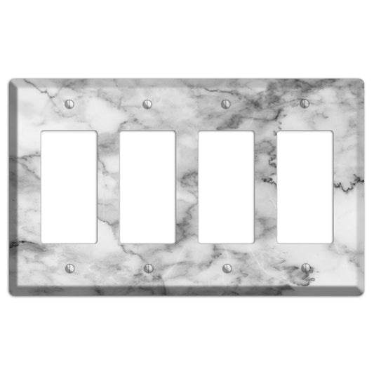 Gray and White Marble 4 Rocker Wallplate