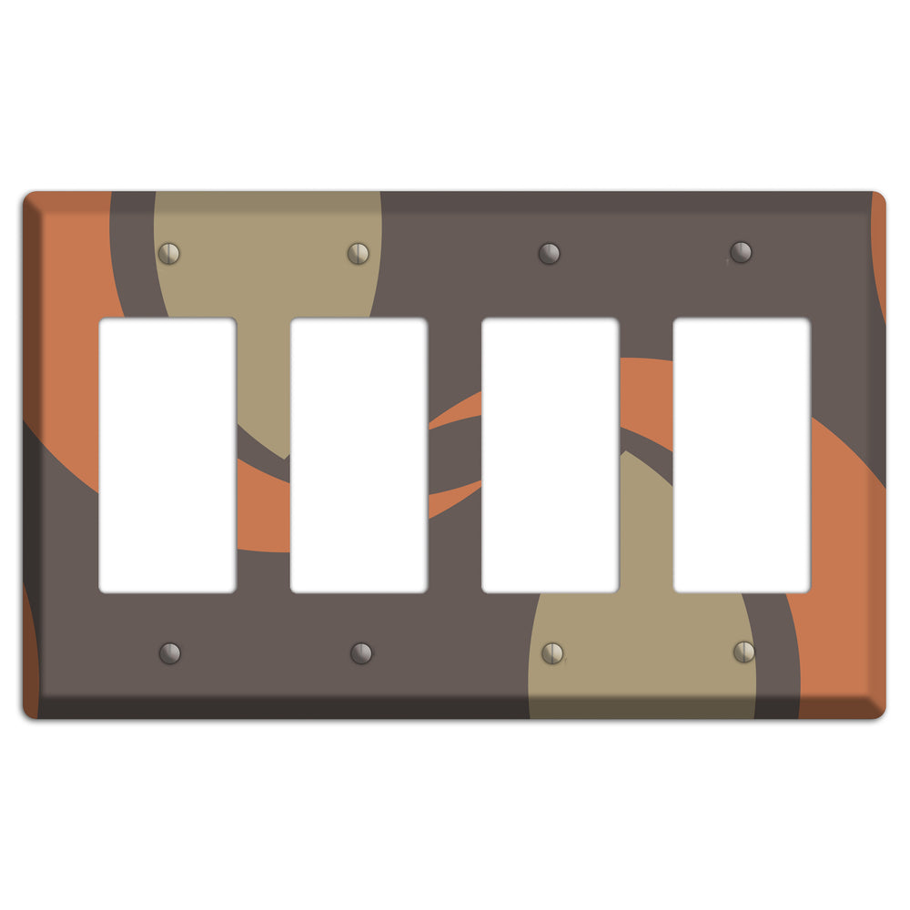 Grey Beige and Orange Abstract 4 Rocker Wallplate