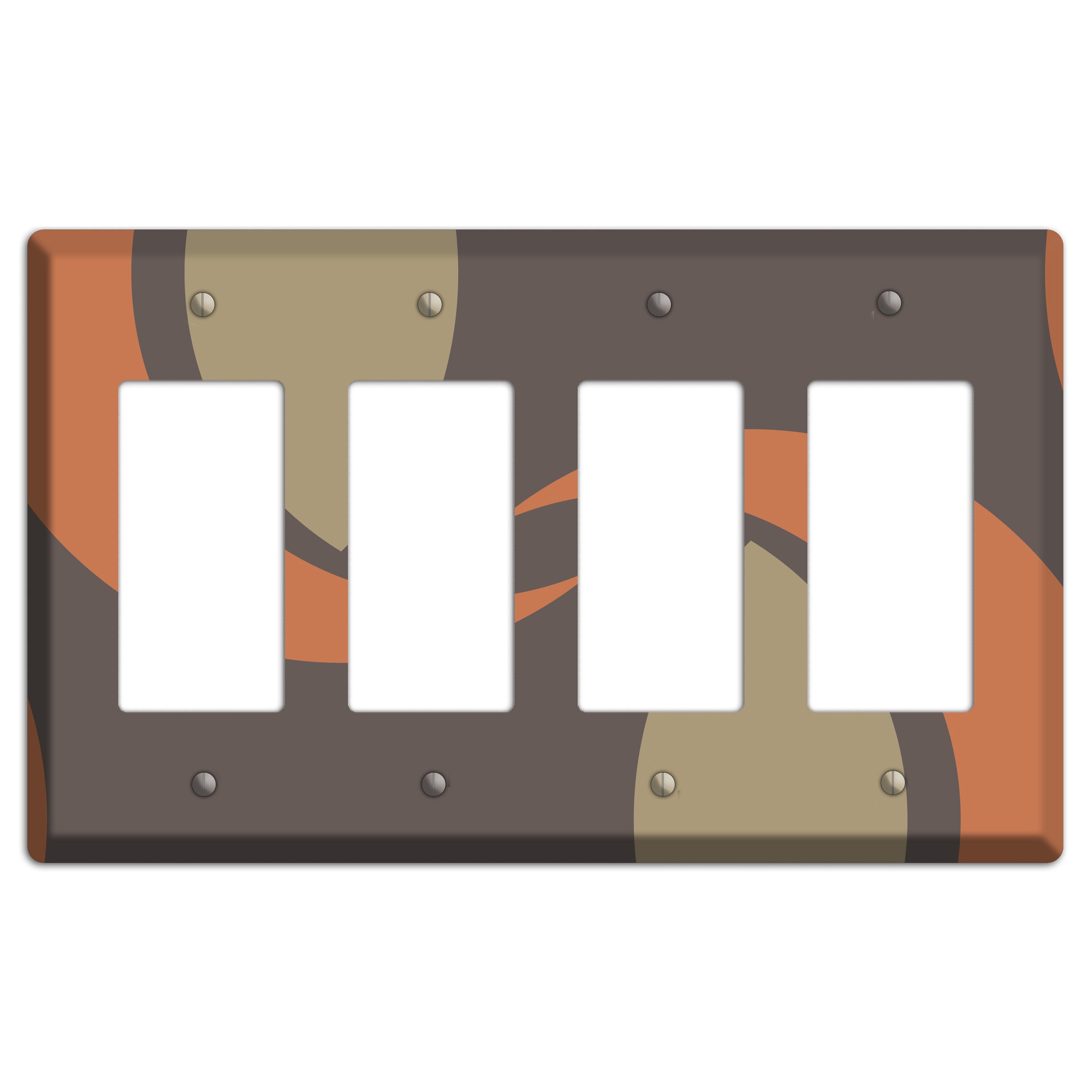 Grey Beige and Orange Abstract 4 Rocker Wallplate