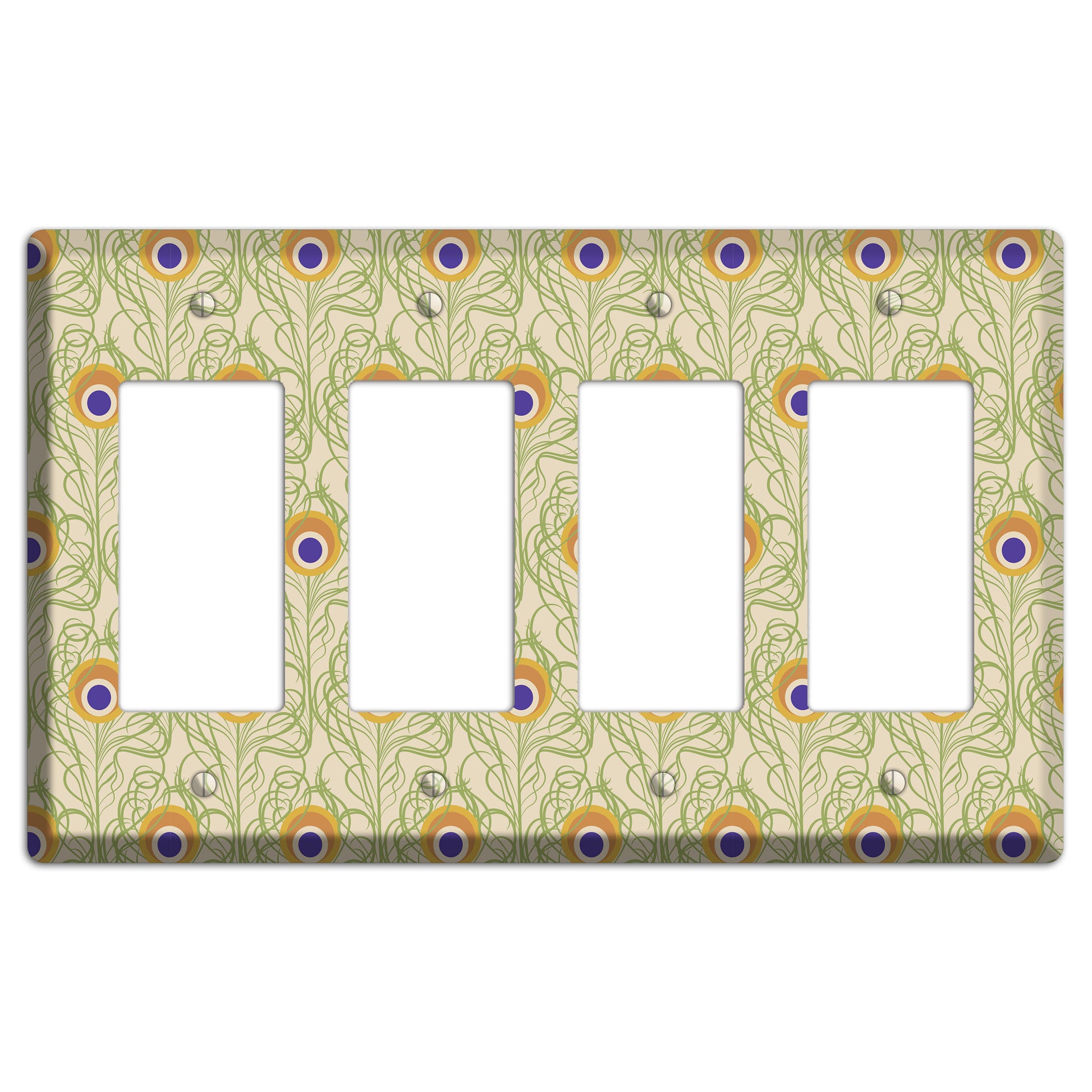 Nouveau Peacock 4 Rocker Wallplate