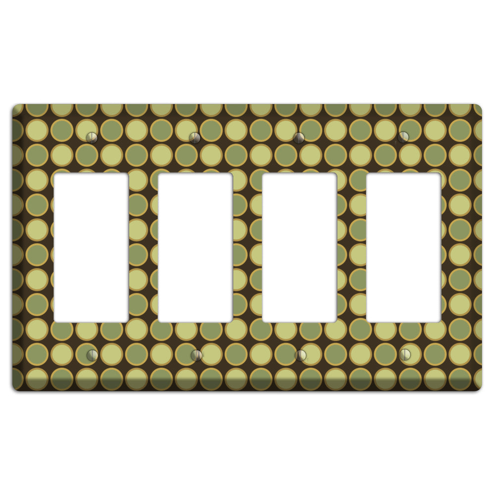 Dark Grey with Multi Olive Tiled Dots 4 Rocker Wallplate