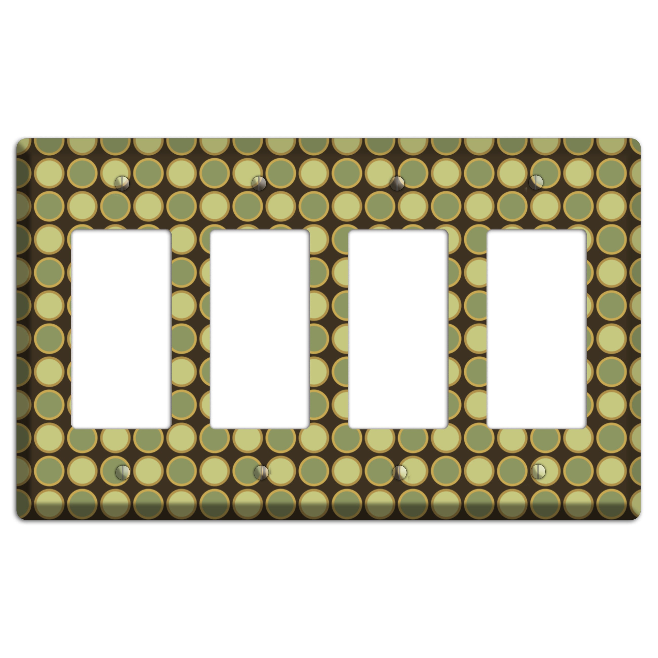 Dark Grey with Multi Olive Tiled Dots 4 Rocker Wallplate