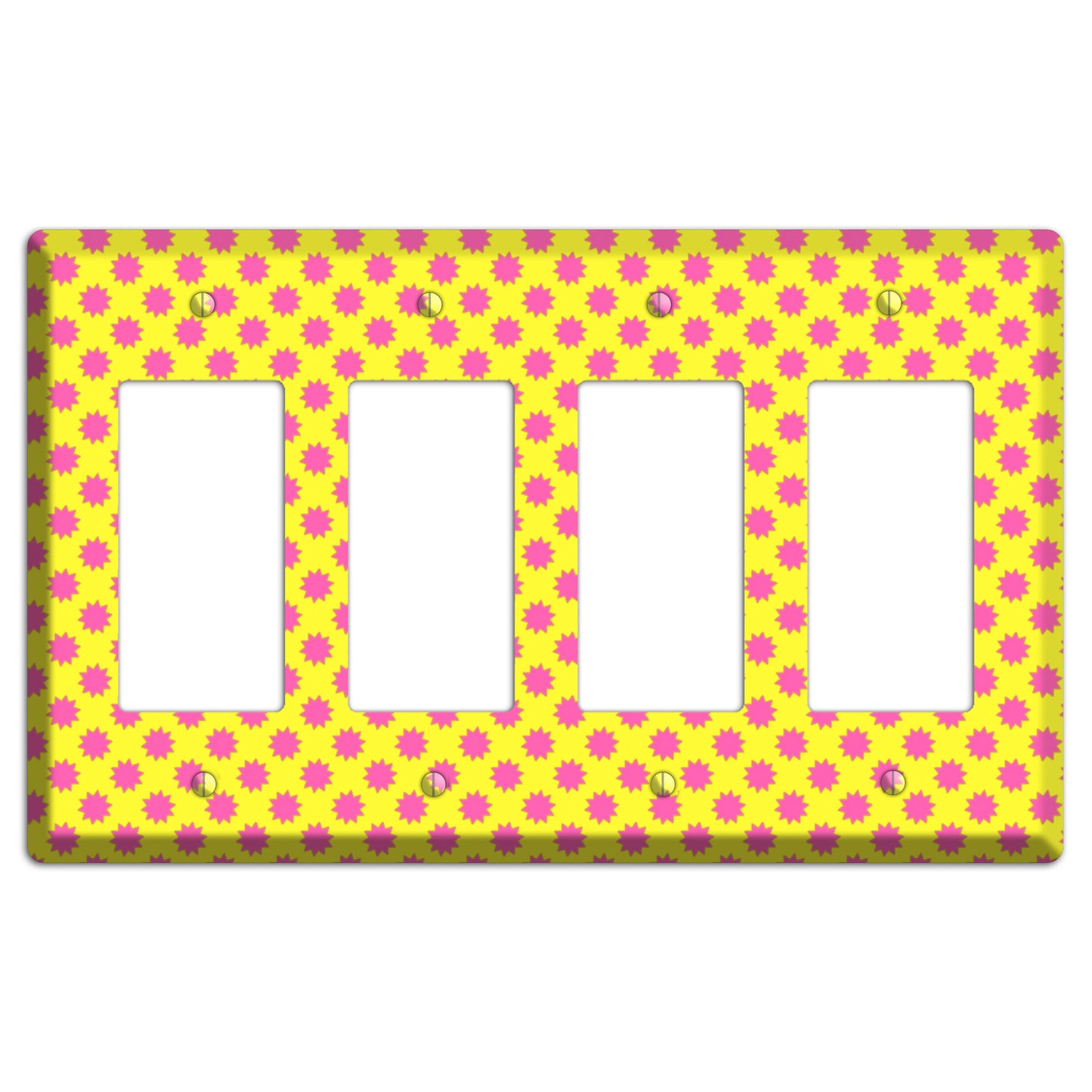 Yellow with Pink Burst 4 Rocker Wallplate