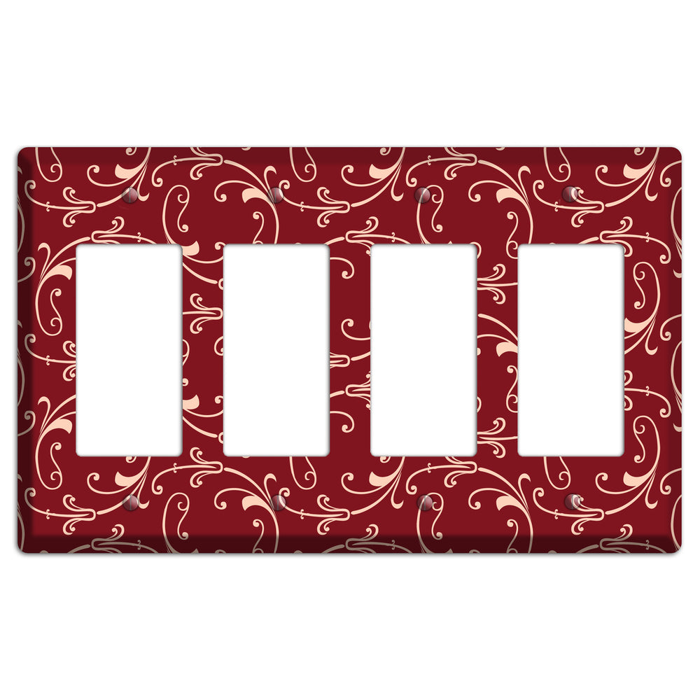 Burgundy Victorian Sprig 4 Rocker Wallplate