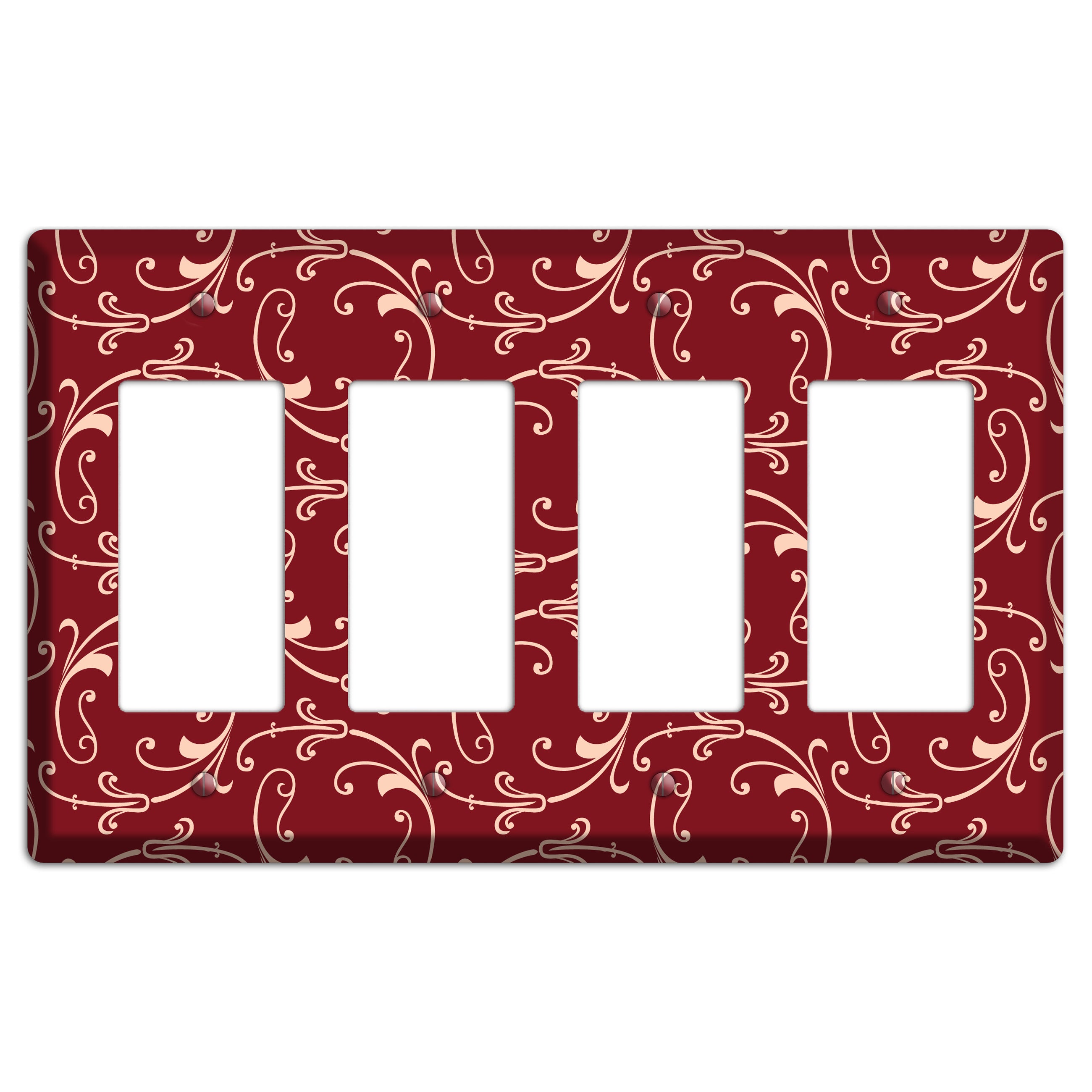 Burgundy Victorian Sprig 4 Rocker Wallplate