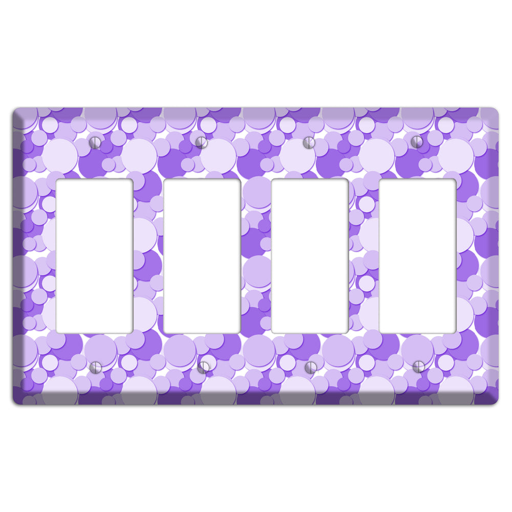 Multi Purple Bubble Dots 4 Rocker Wallplate