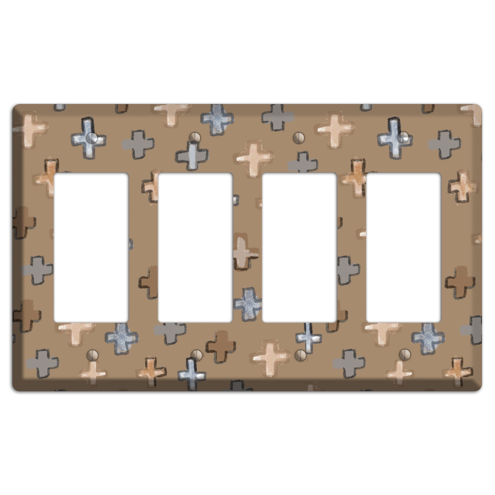 Brown Plus Signs 4 Rocker Wallplate