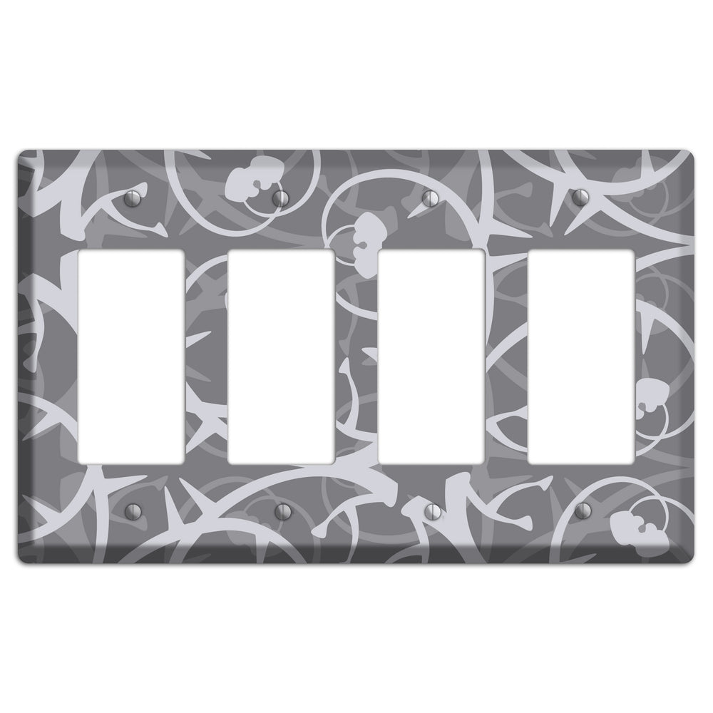 Grey Abstract Swirl 4 Rocker Wallplate