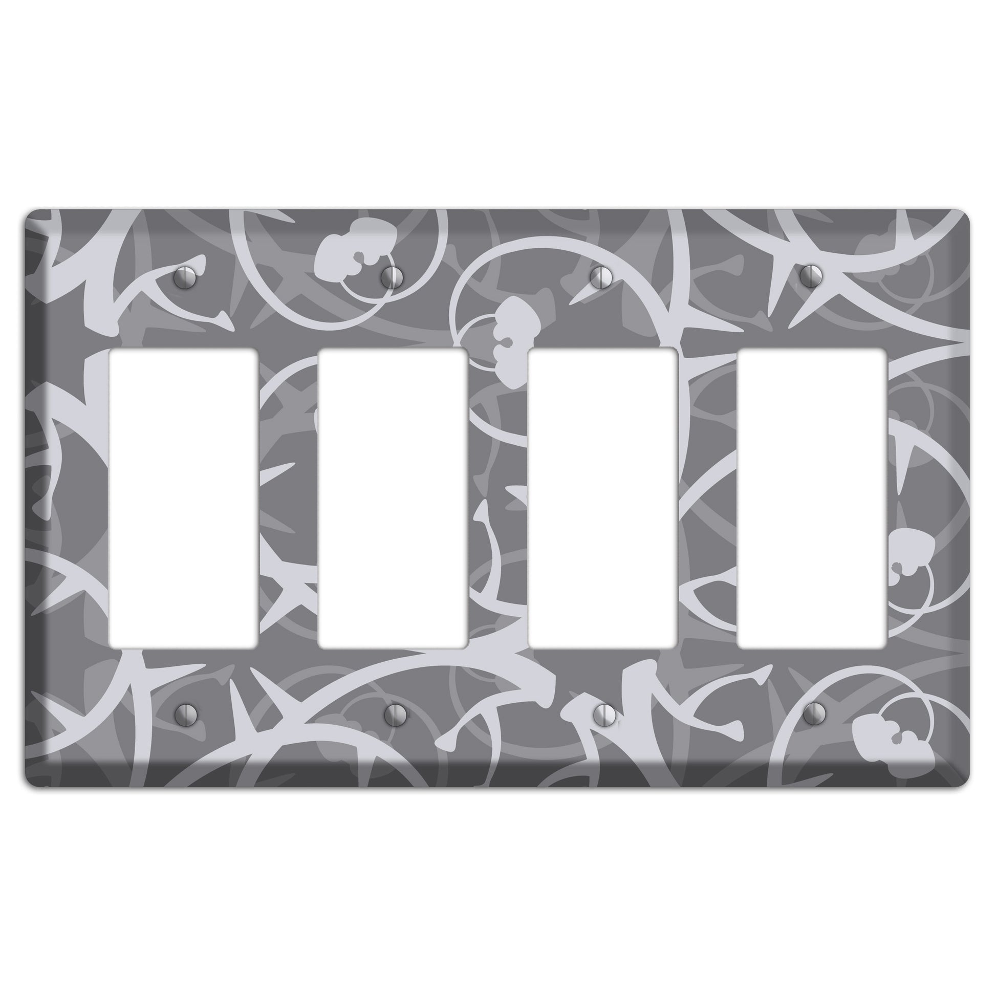 Grey Abstract Swirl 4 Rocker Wallplate