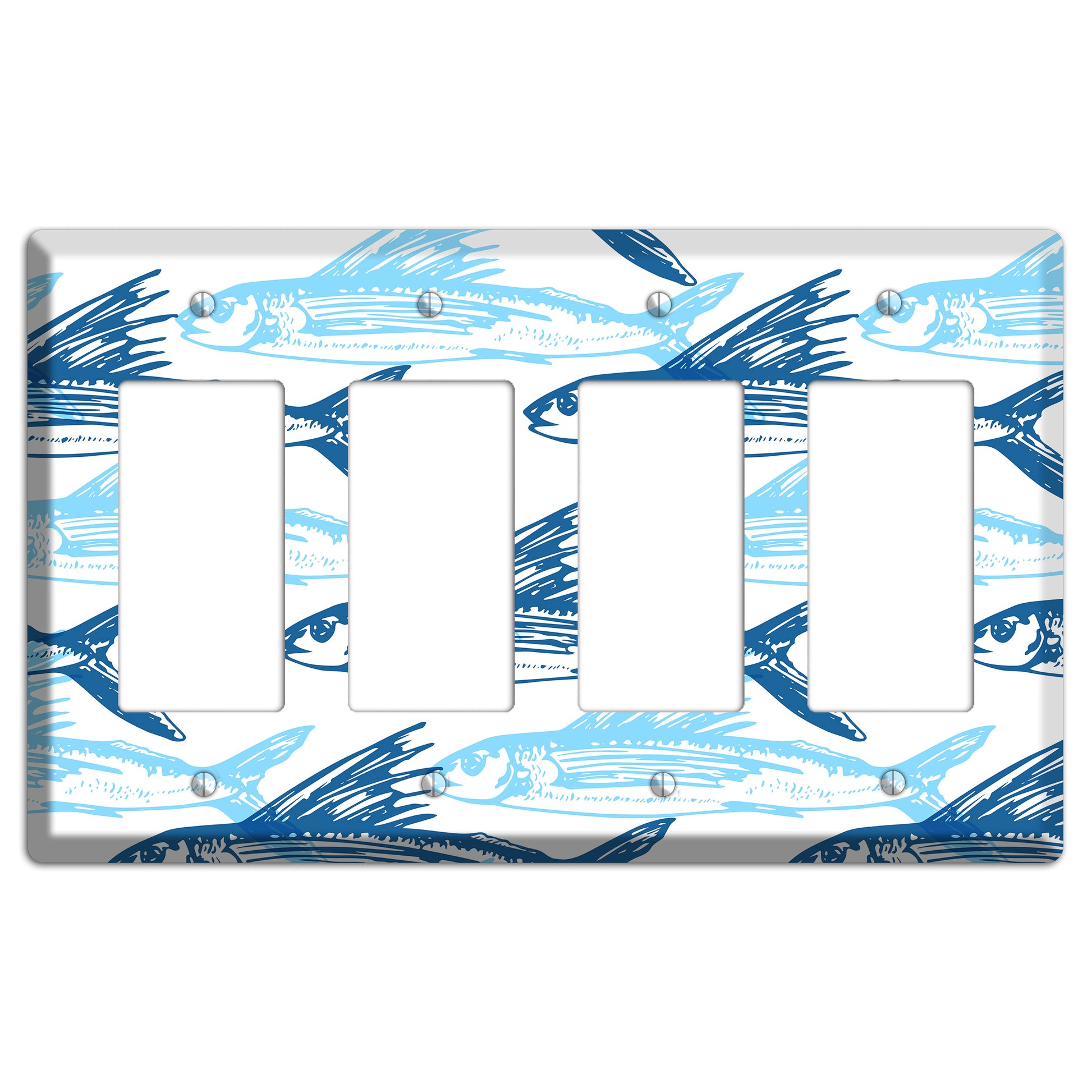 Multi-Blue Fish 4 Rocker Wallplate