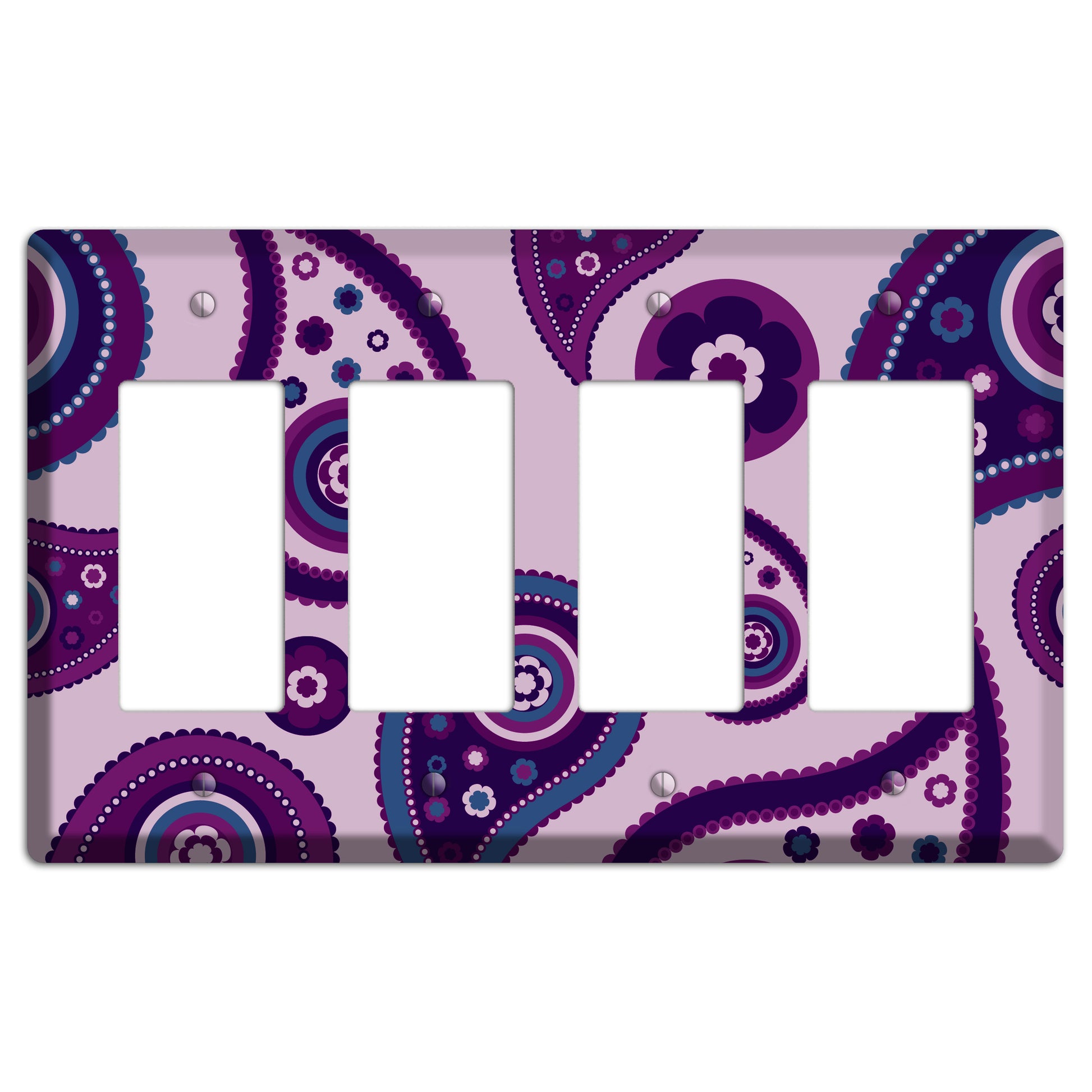 Light Purple Pailsey 4 Rocker Wallplate