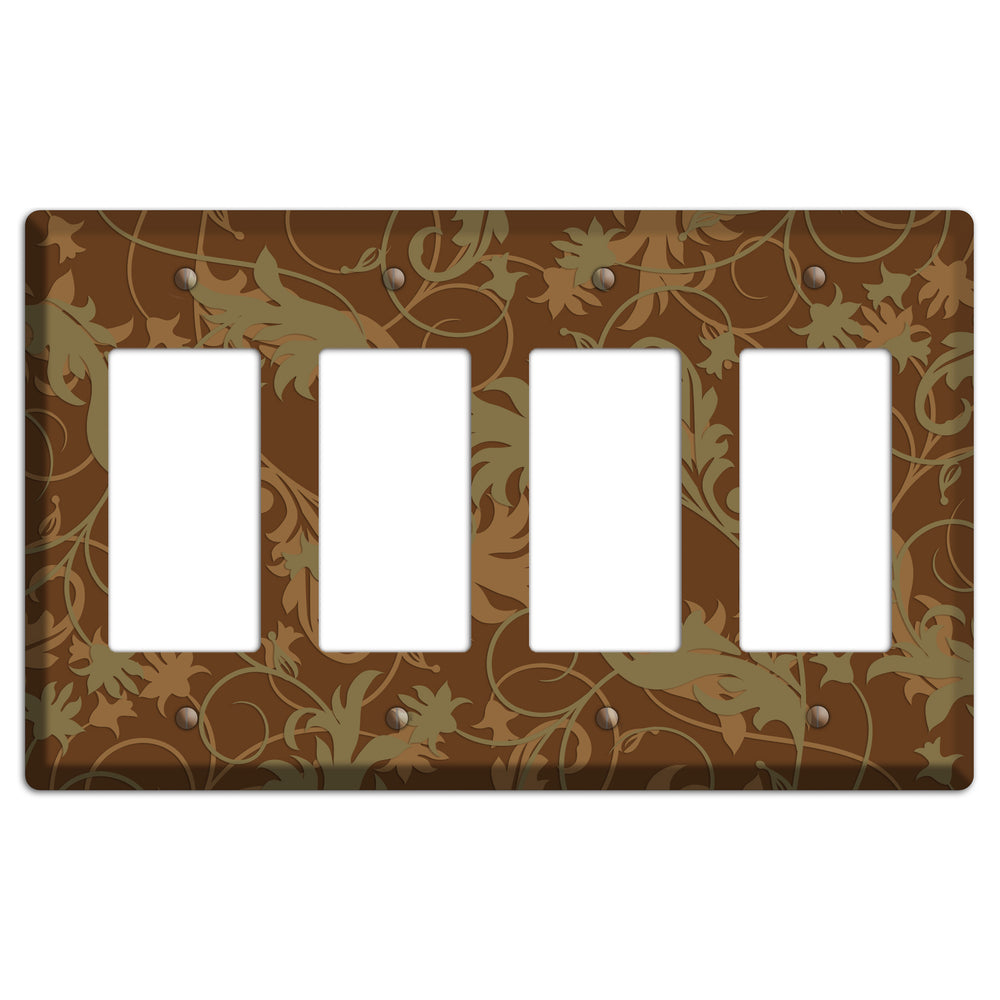 Brown and Olive Victorian Sprig 4 Rocker Wallplate