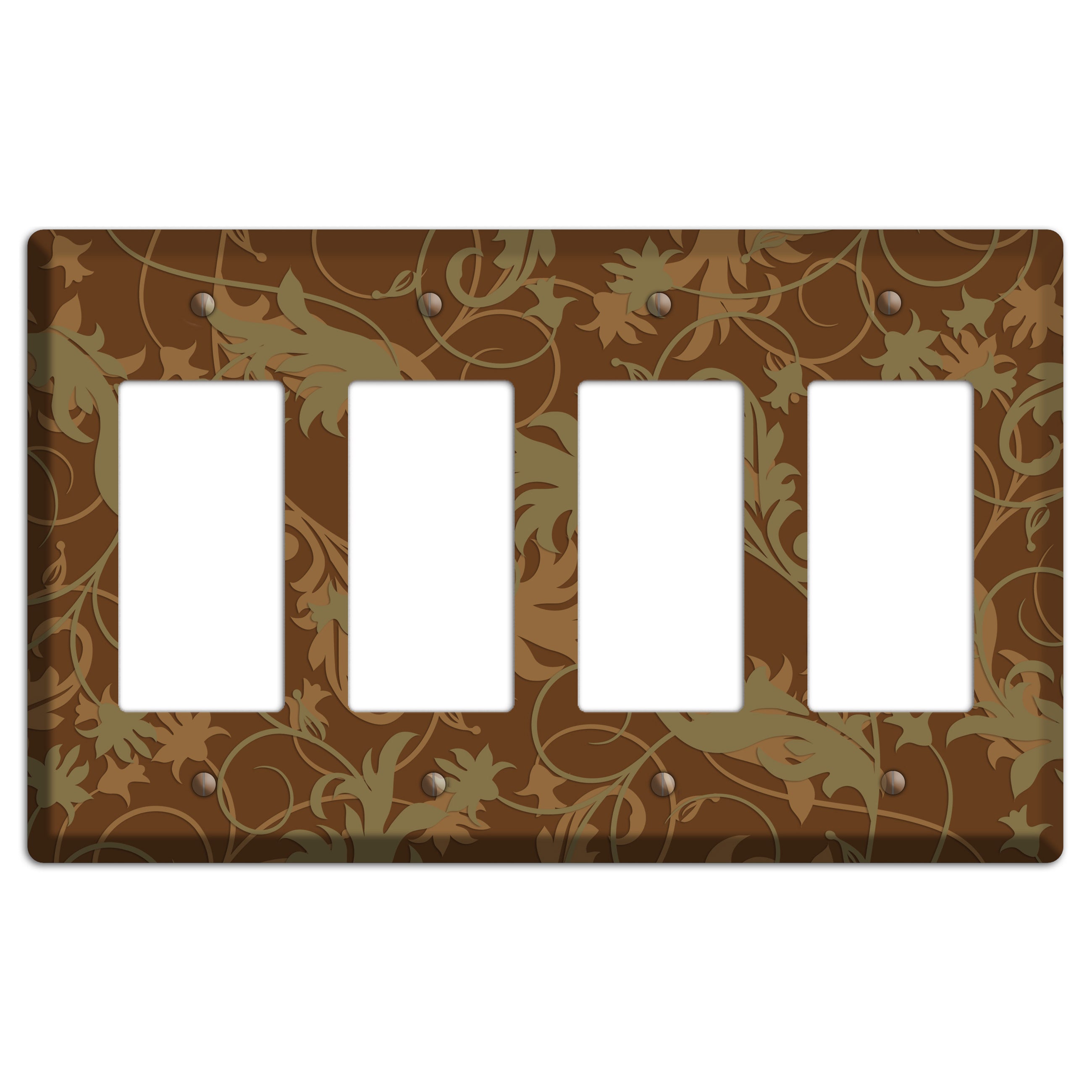 Brown and Olive Victorian Sprig 4 Rocker Wallplate