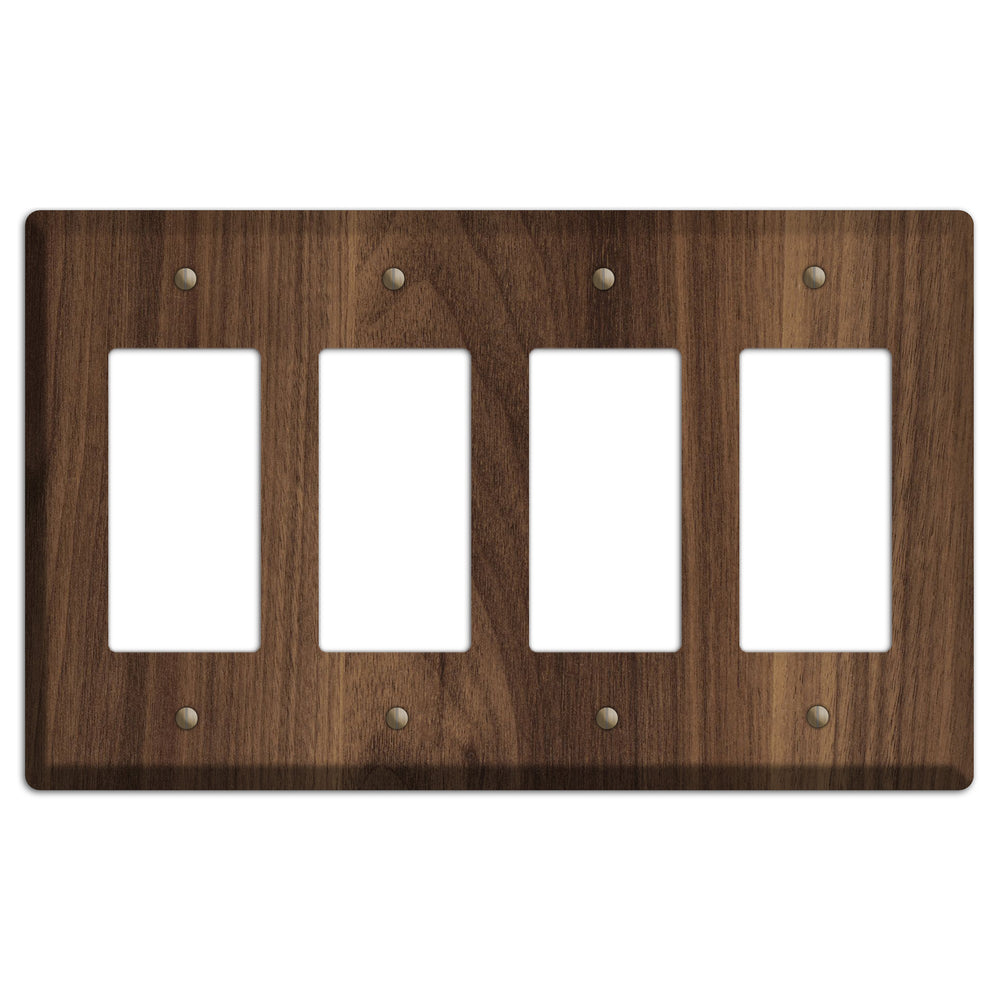 Unfinished Walnut Wood Four rocker Switchplate