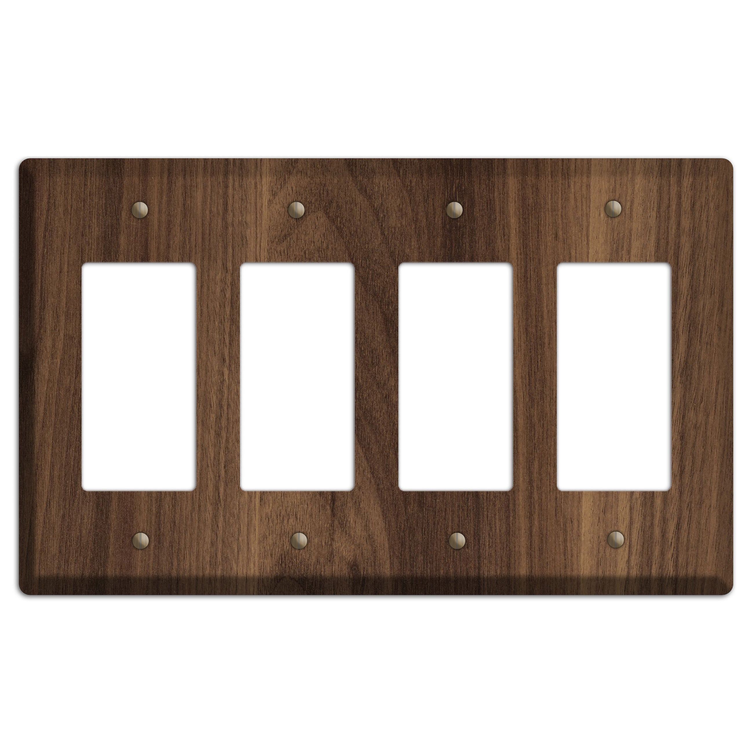 Unfinished Walnut Wood Four rocker Switchplate