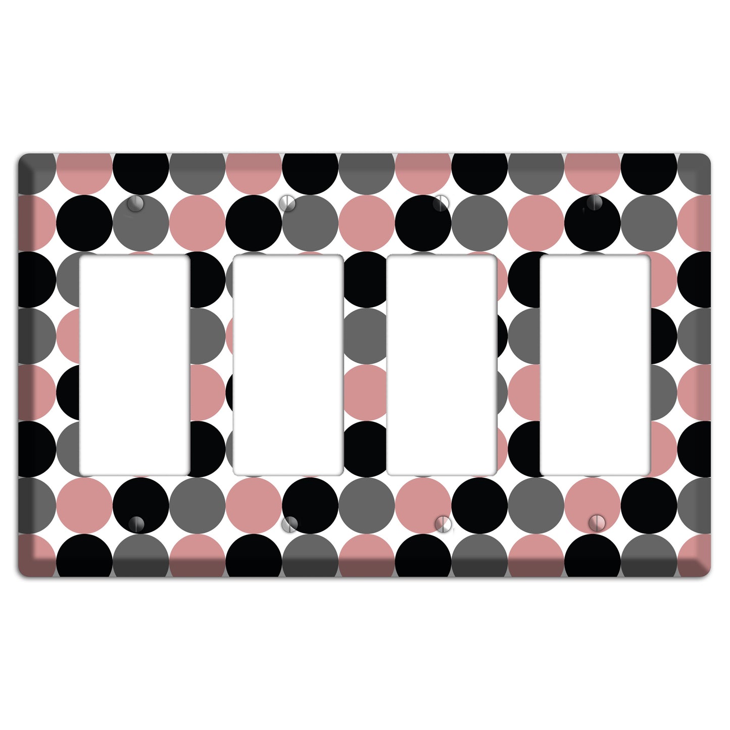 Grey Pink Black Tiled Dots 4 Rocker Wallplate