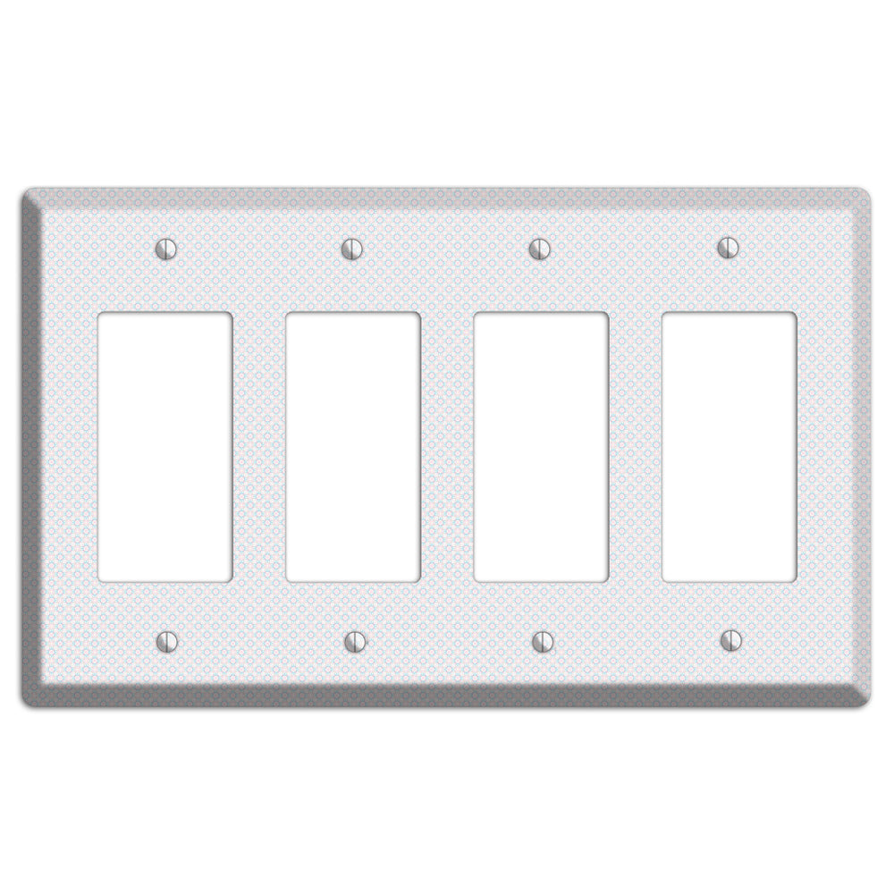 White with Light Blue Tiny Arabesque 4 Rocker Wallplate