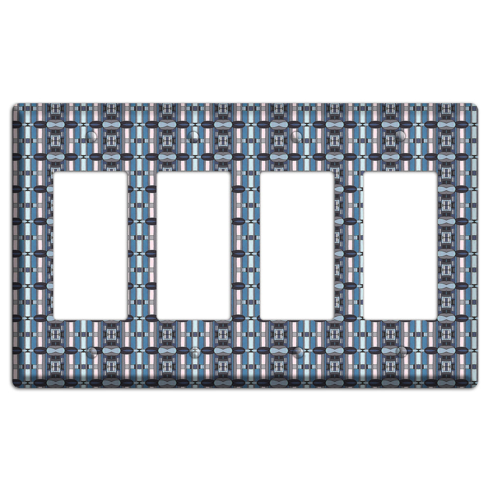 Blue and Grey Tapestry 4 Rocker Wallplate
