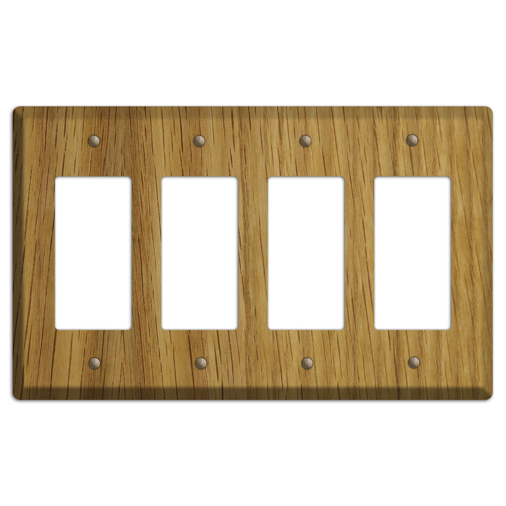 White Oak Wood Four rocker Switchplate
