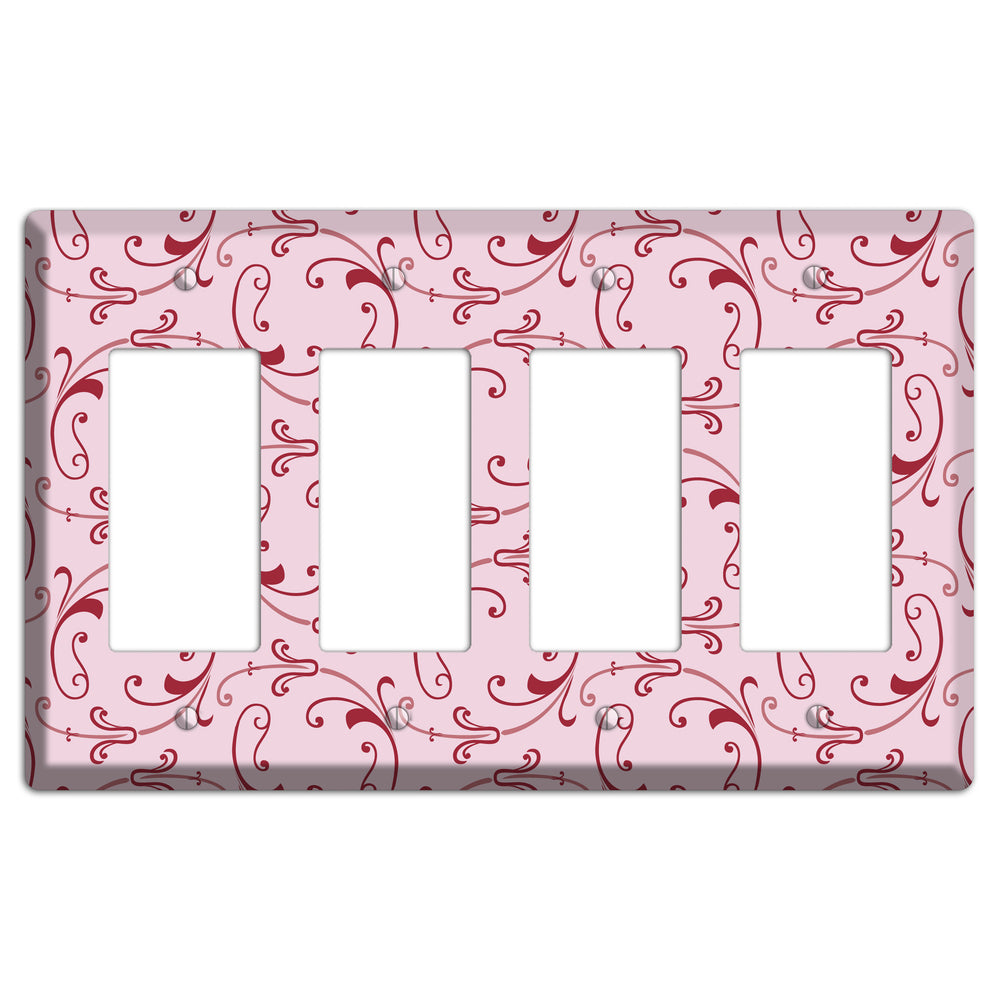 Pink Victorian Sprig 4 Rocker Wallplate